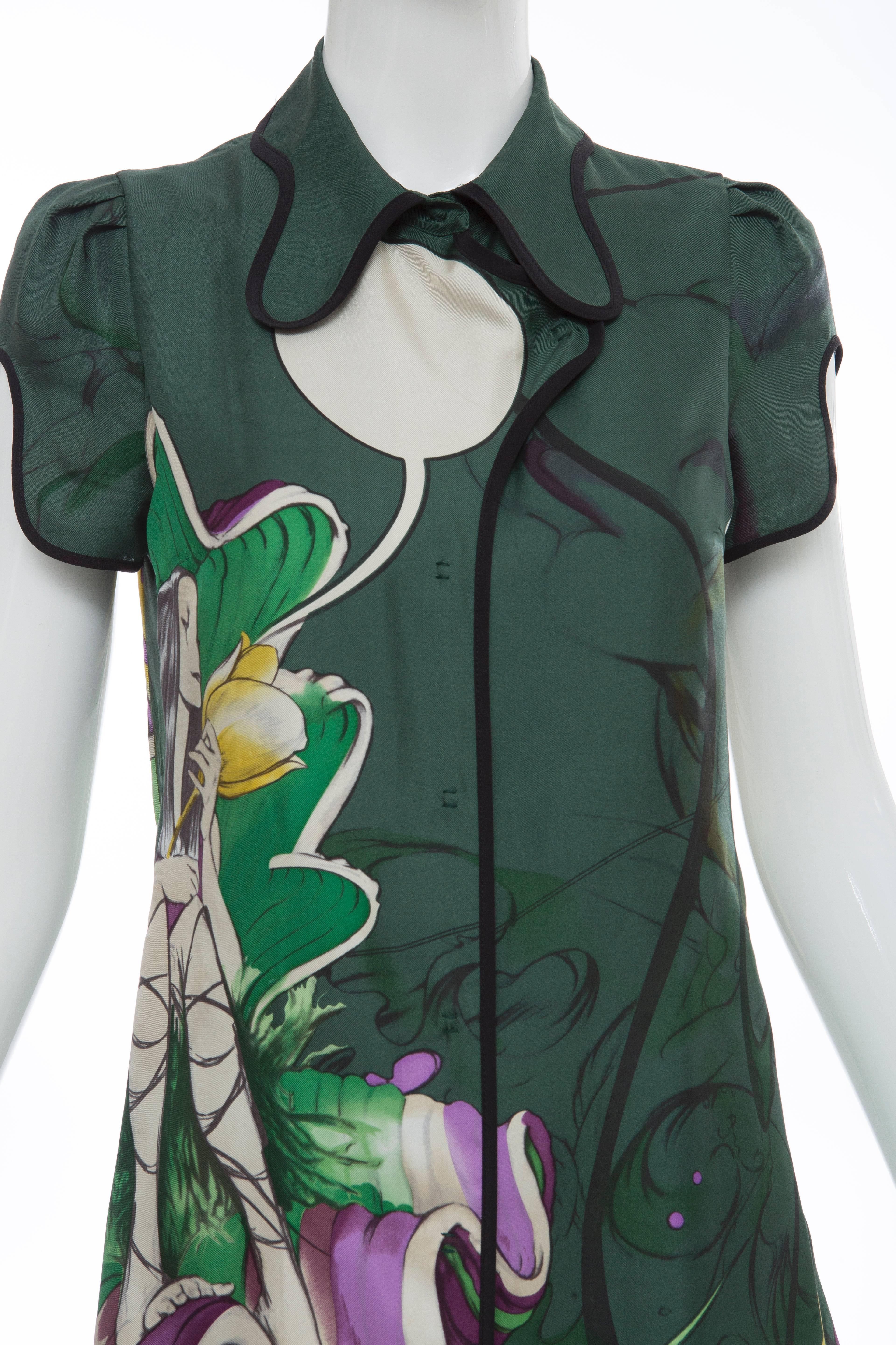 Prada Silk Top With James Jean Fairy Print, Spring - Summer 2008 In Excellent Condition In Cincinnati, OH