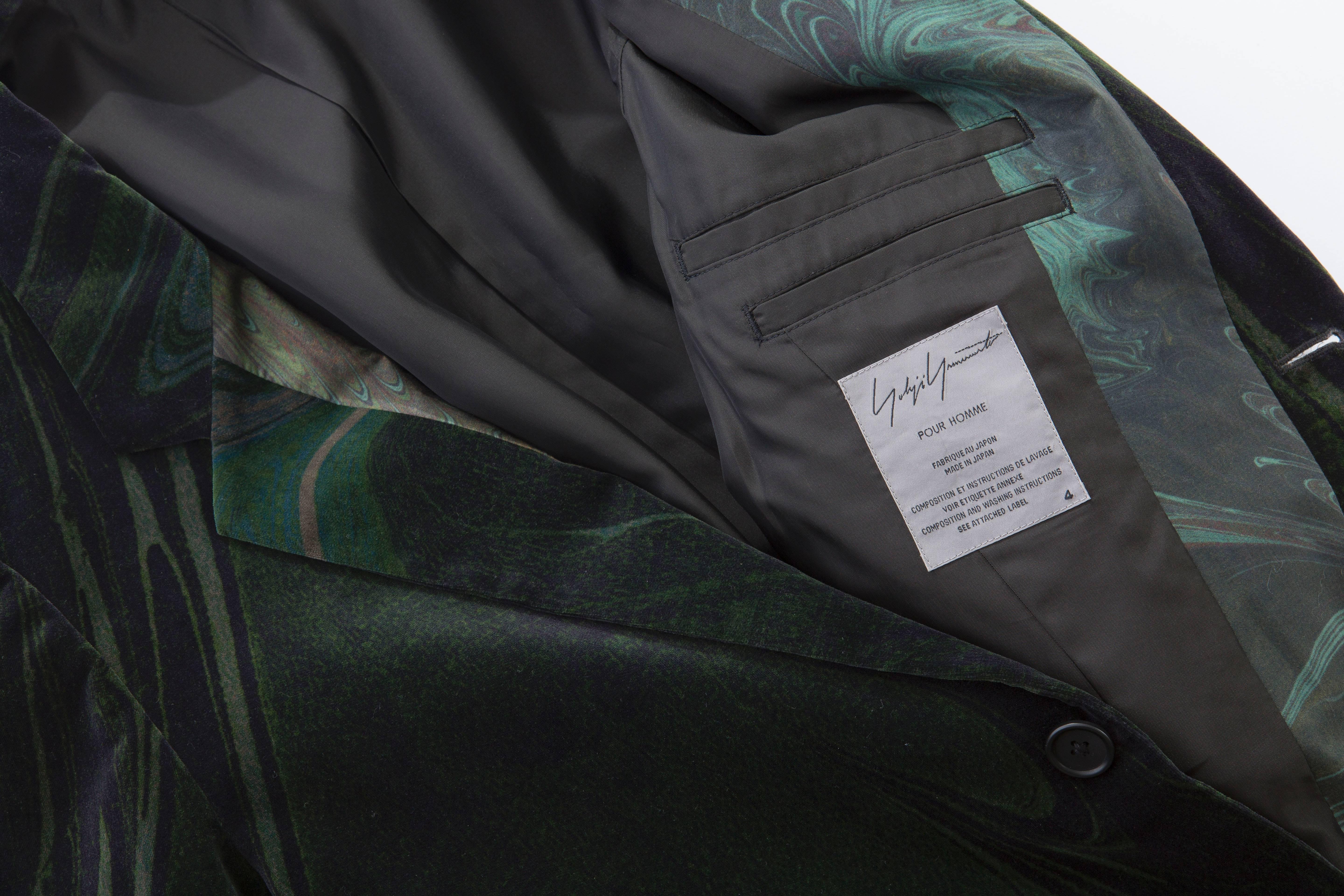 Yohji Yamamoto Men's Emerald Green Velvet Blazer, Autumn - Winter 2015 3