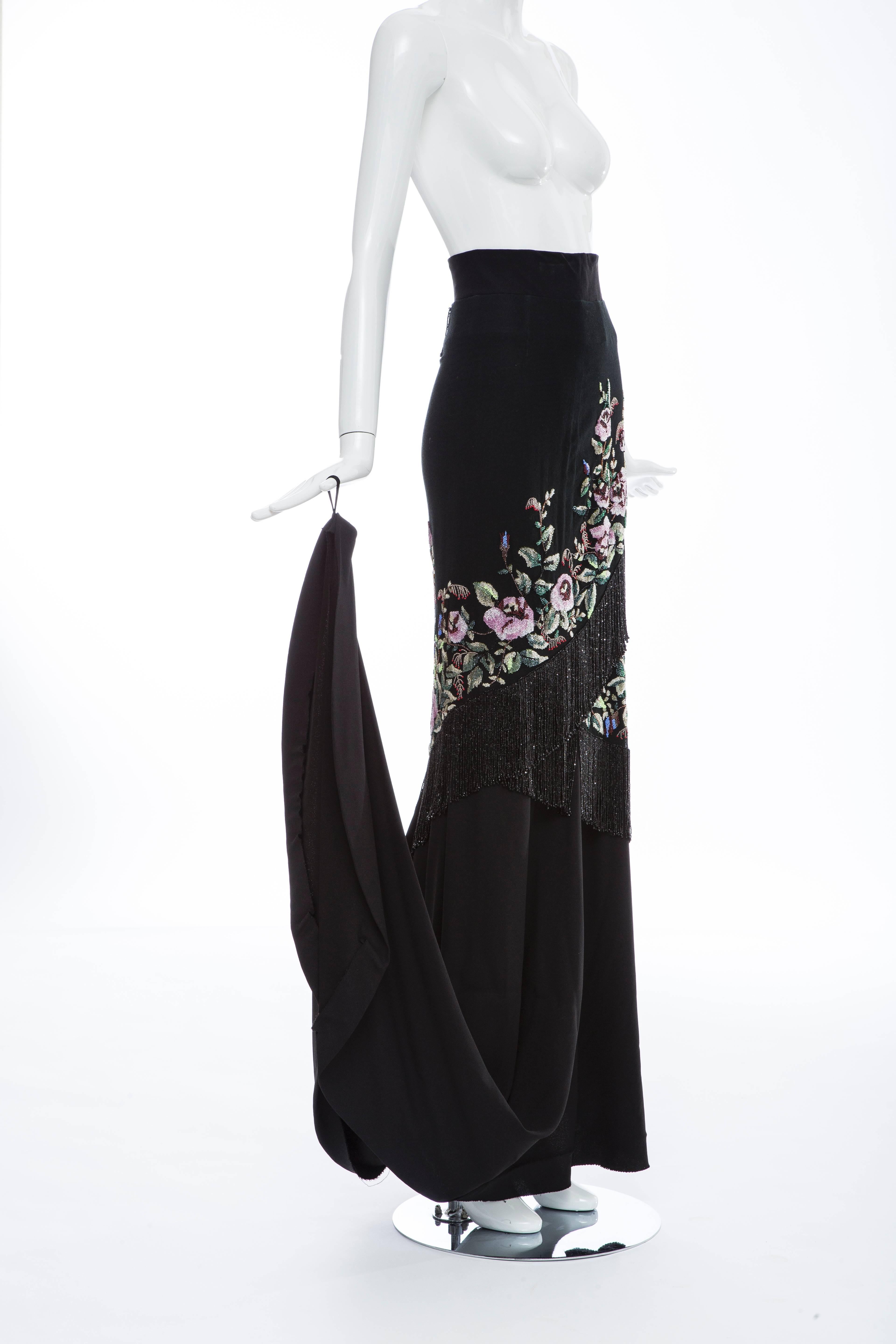  Alexander McQueen Givenchy Haute Couture Runway Black Beaded Skirt, Fall 1998 (Schwarz) im Angebot