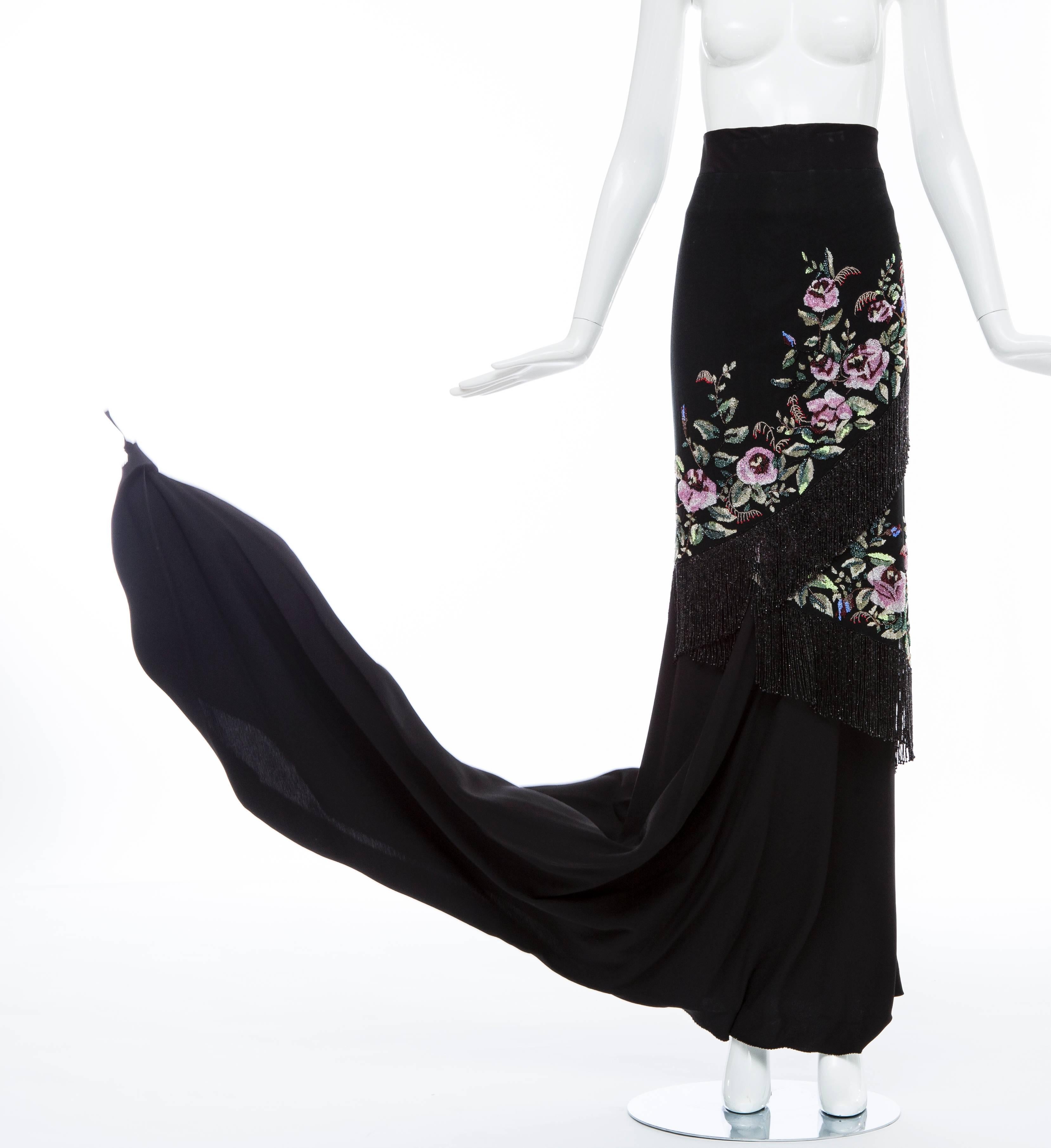 Alexander McQueen Givenchy Haute Couture Runway Black Beaded Skirt, Fall 1998 Damen im Angebot