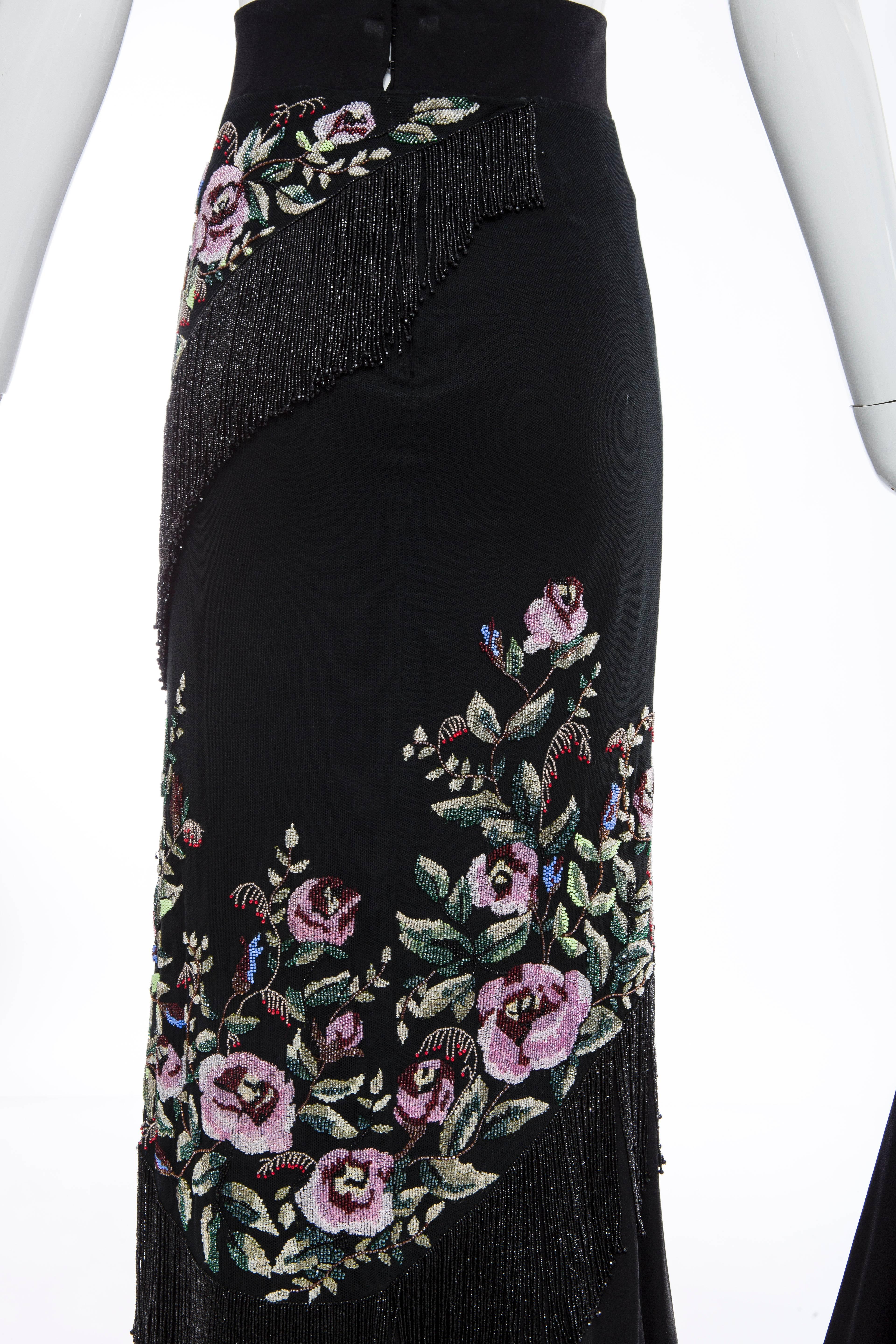 Alexander McQueen Givenchy Haute Couture Runway Black Beaded Skirt, Fall 1998 For Sale 1