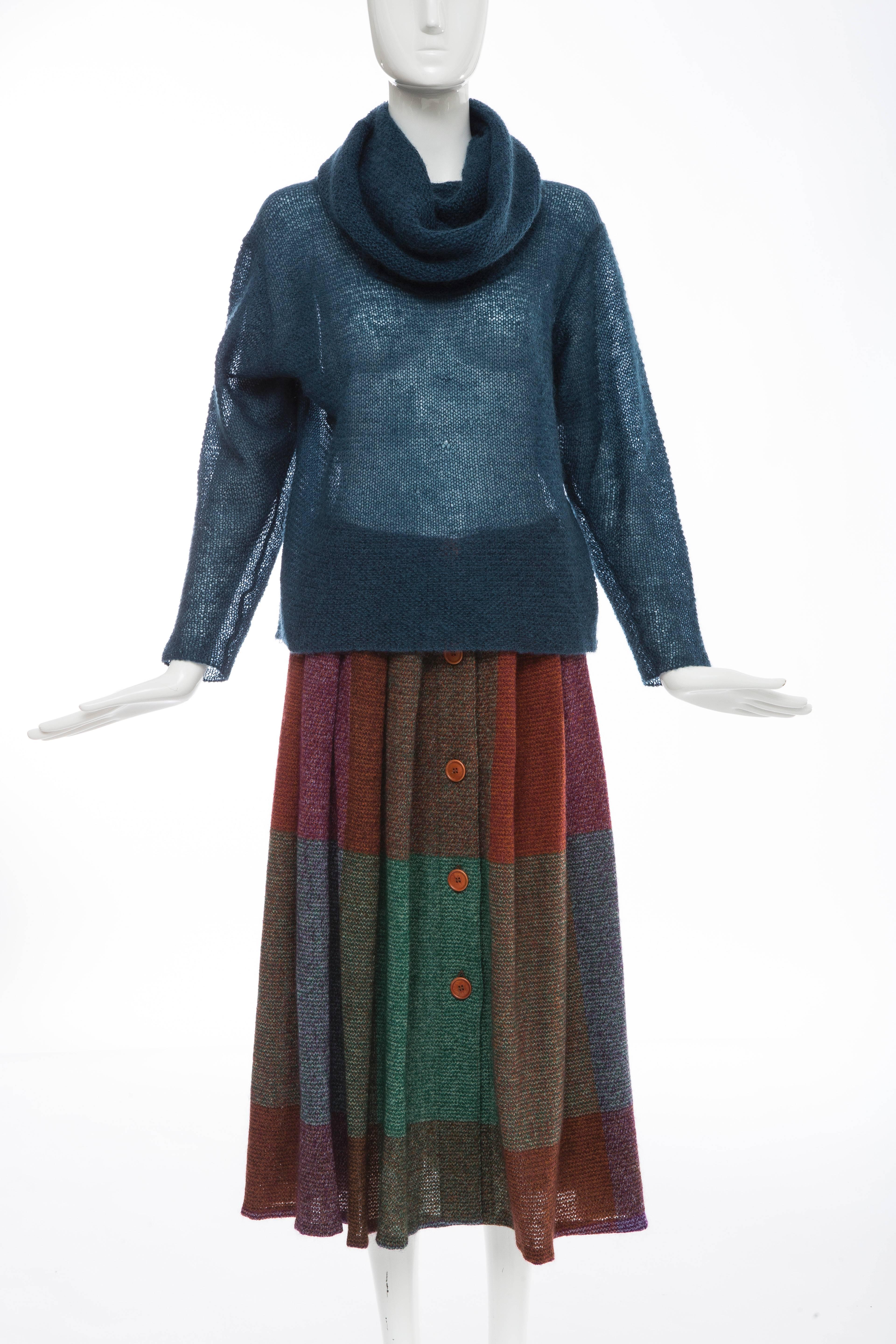 Missoni Knit Plaid Tweed Mohair Skirt Suit, Circa 1980's 4