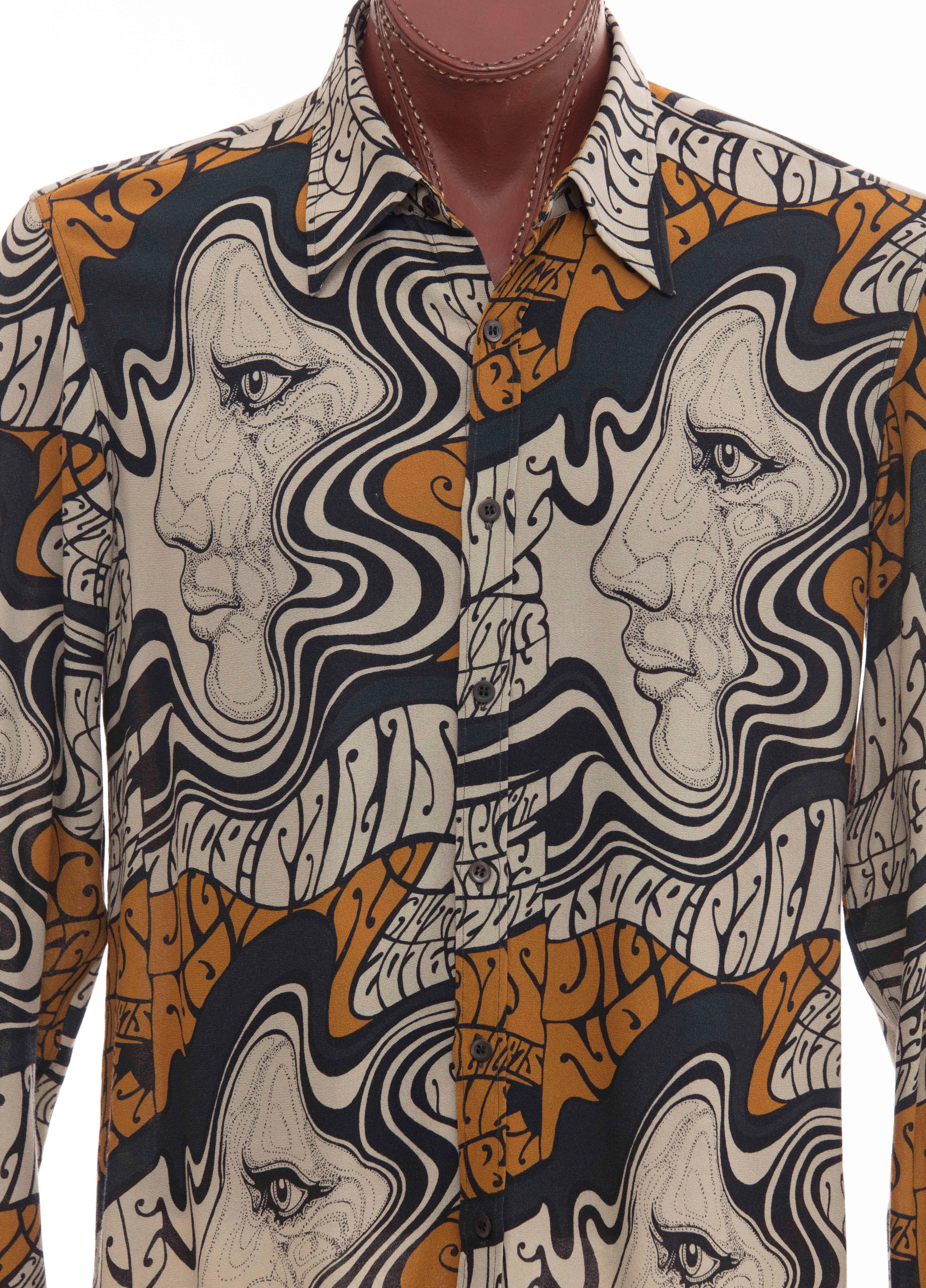 Dries Van Noten Printed Men's Button Front Shirt, Fall 2016 2