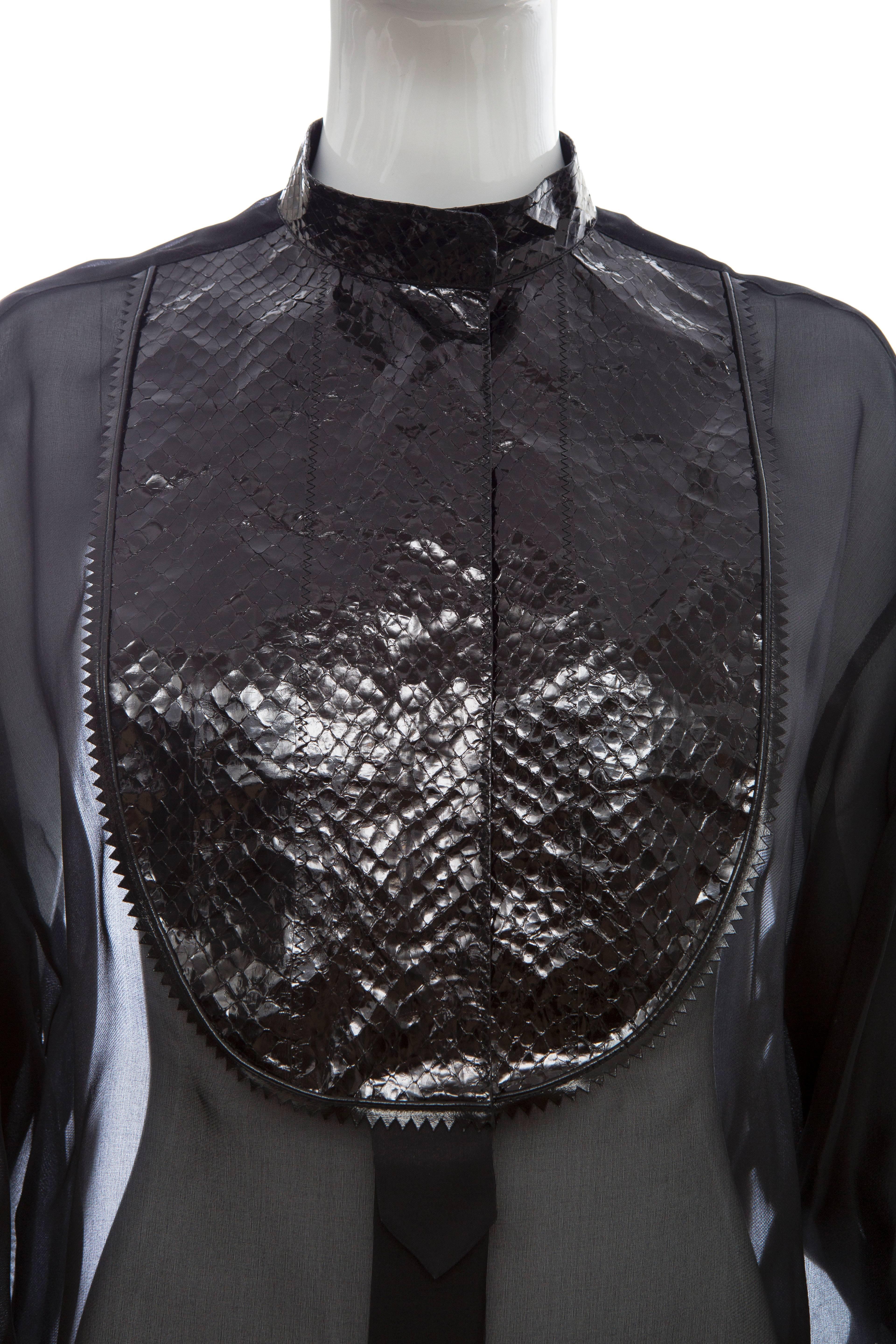 Women's Christian Dior Numbered Black Silk Organza Blouse, Circa 1980's