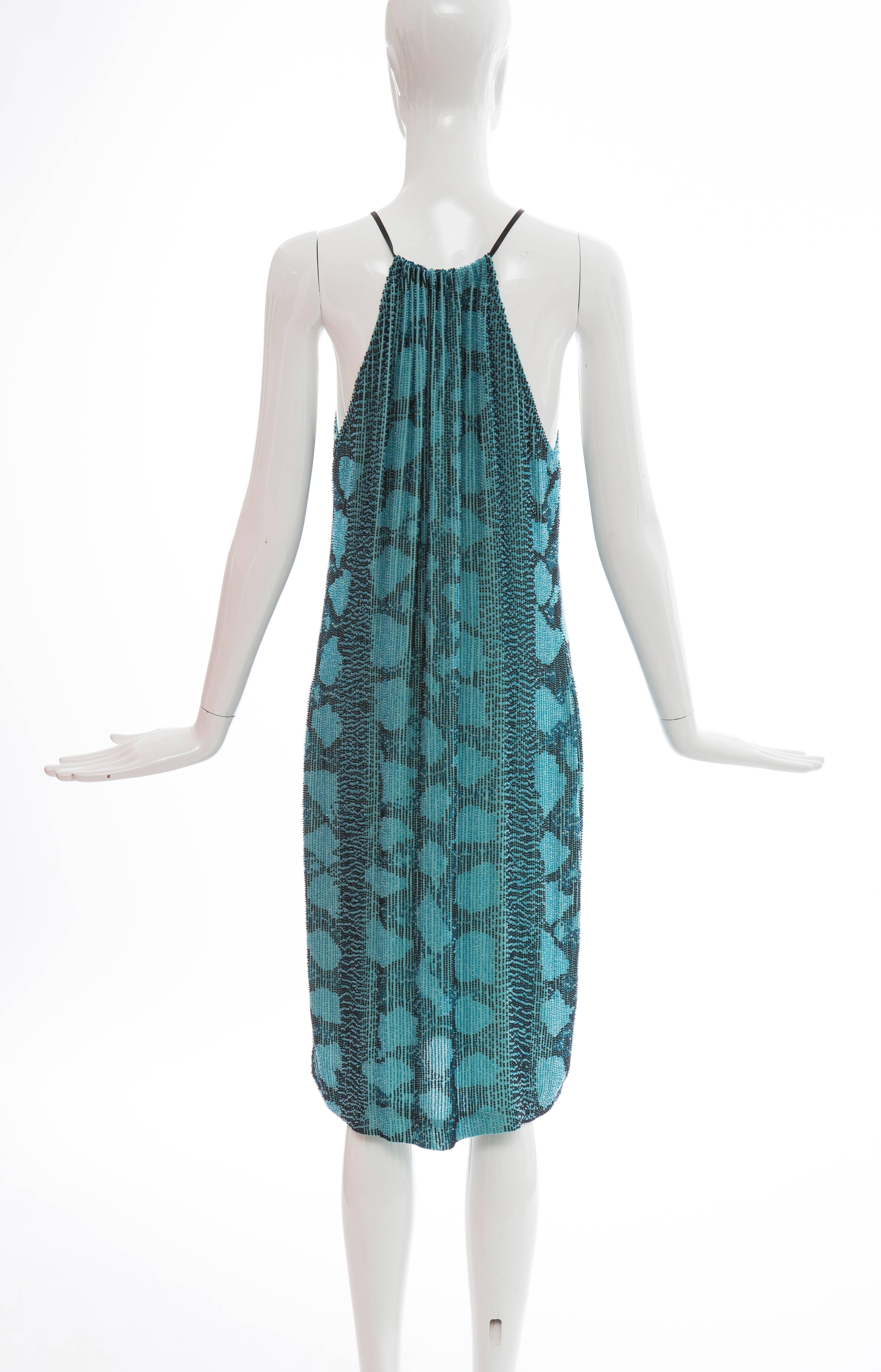 Tom Ford for Gucci Runway Silk Beaded Python Print Shift Dress, Spring 2000 In Excellent Condition For Sale In Cincinnati, OH