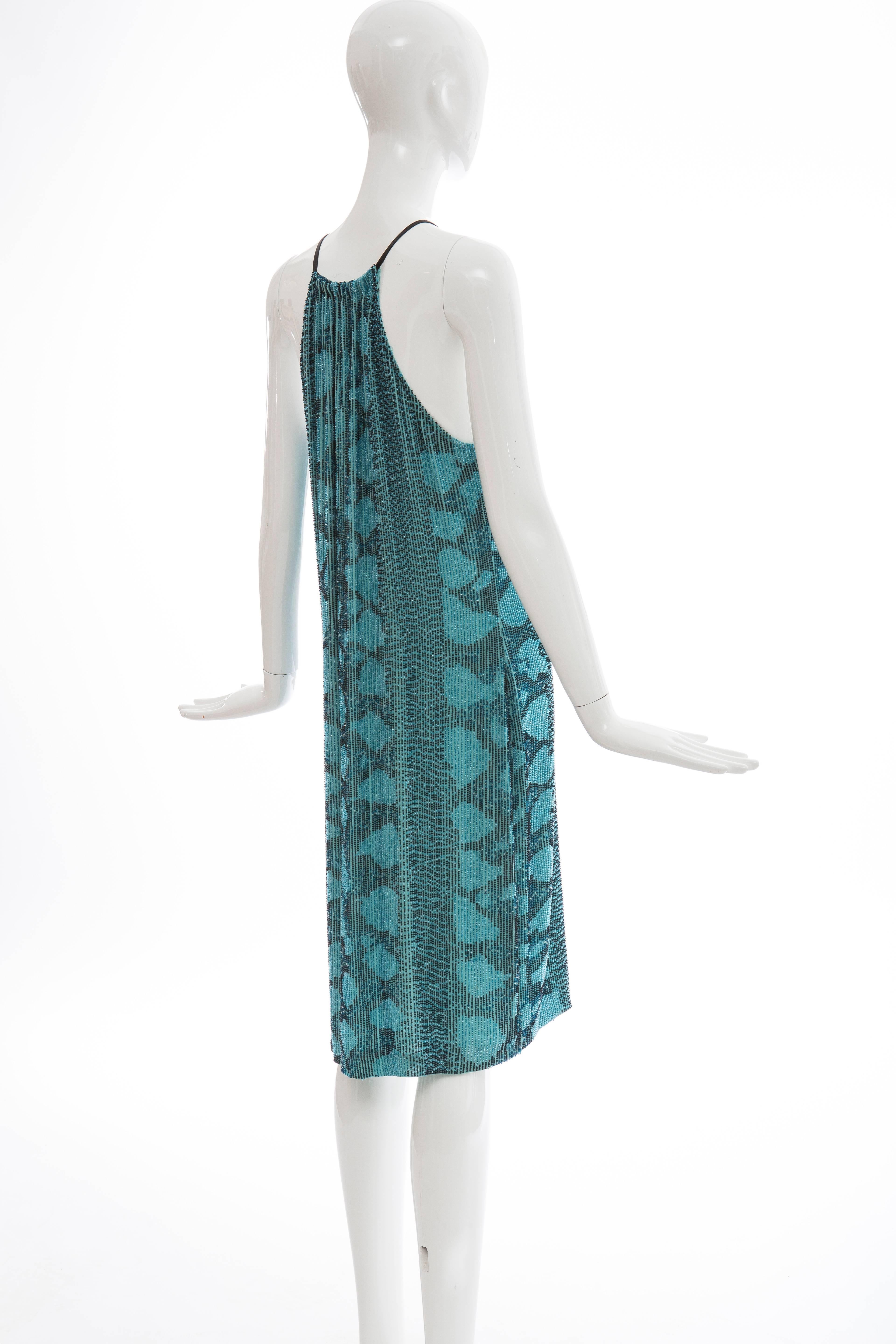 Tom Ford for Gucci Runway Silk Beaded Python Print Shift Dress, Spring 2000 For Sale 2