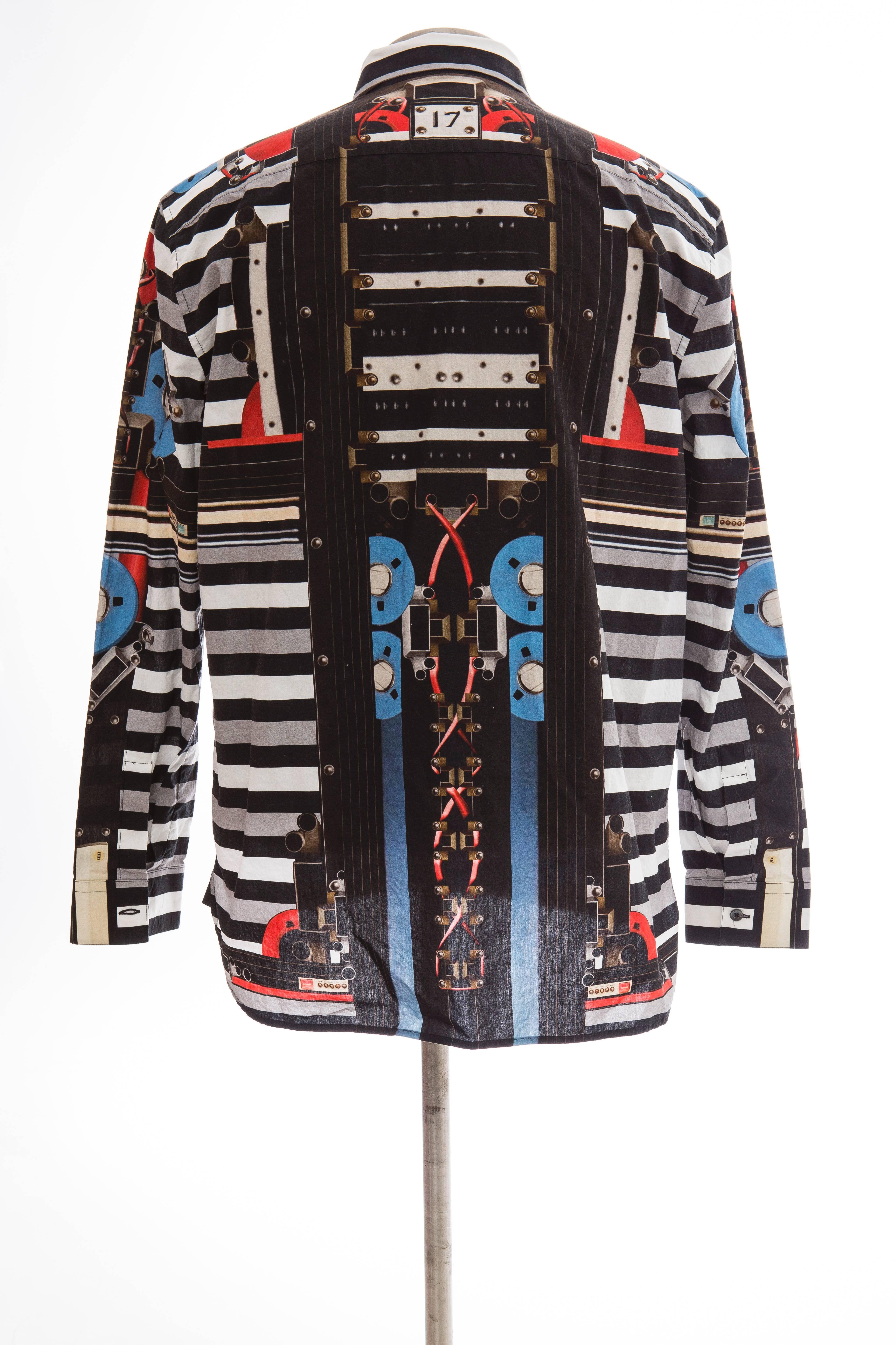  Riccardo Tisci for Givenchy Runway Men's Cotton Print Shirt, Spring 2014 (Schwarz) im Angebot