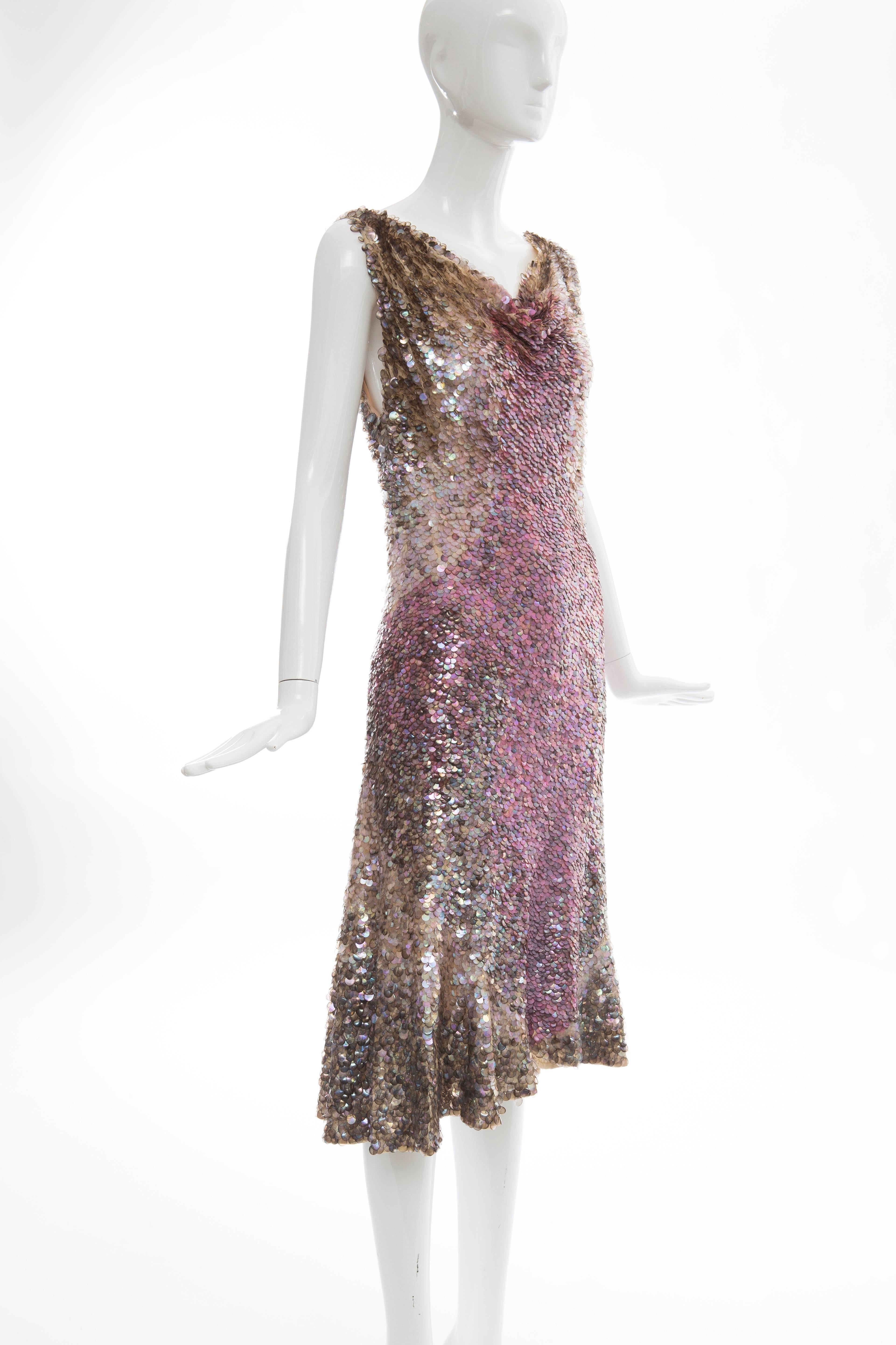 Zac Posen Runway Sleeveless Evening Dress Paillettes Flounce Hem, Spring 2004 In Excellent Condition For Sale In Cincinnati, OH