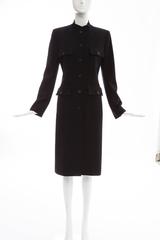 Michael Kors For Celine Black Wool Lightweight Gabardine Button Front Coat
