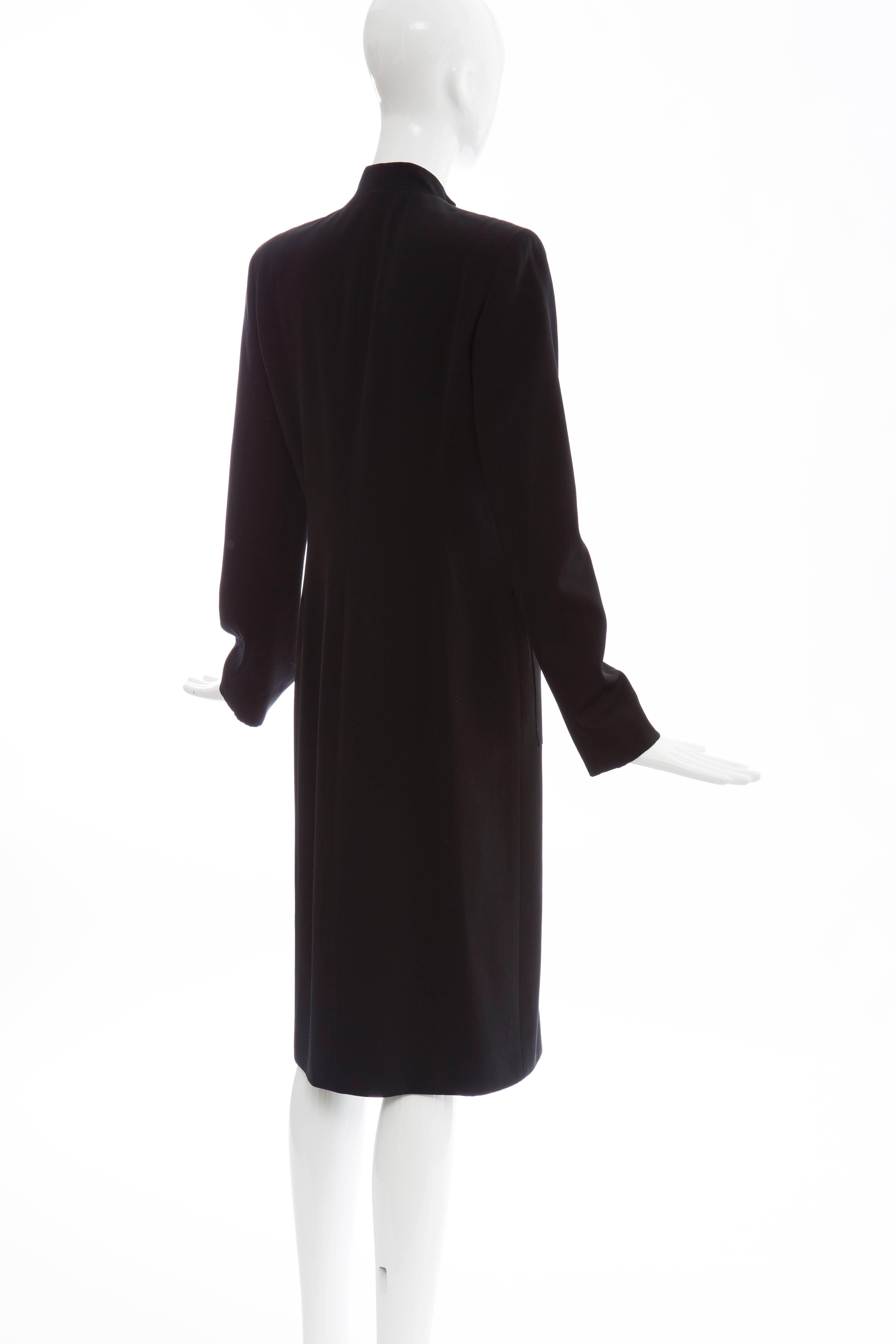 Women's Michael Kors For Celine Black Wool Lightweight Gabardine Button Front Coat