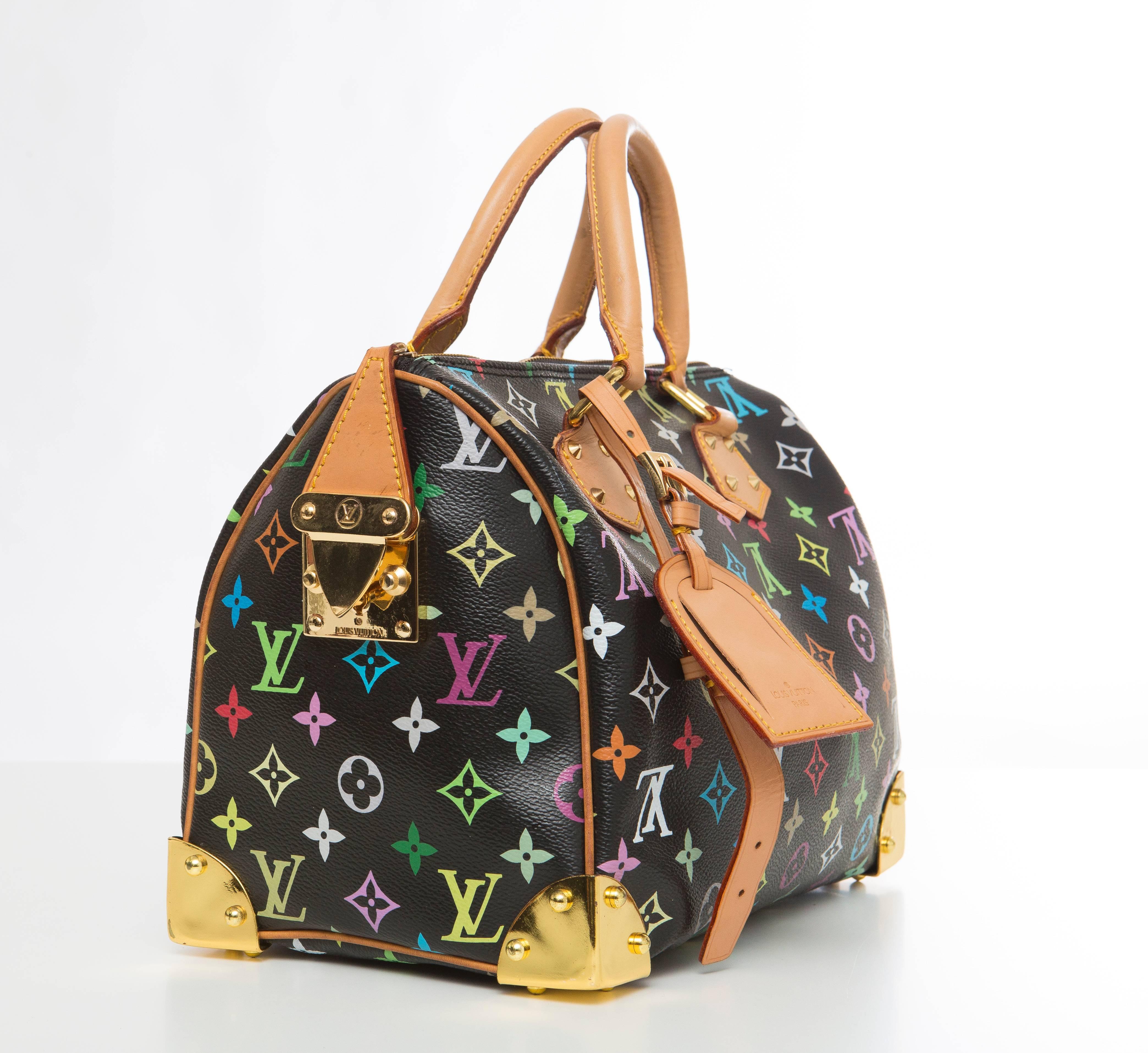 Louis Vuitton Limited Edition Takashi Murakami Collection Speedy 30 Hand Bag In Excellent Condition For Sale In Cincinnati, OH