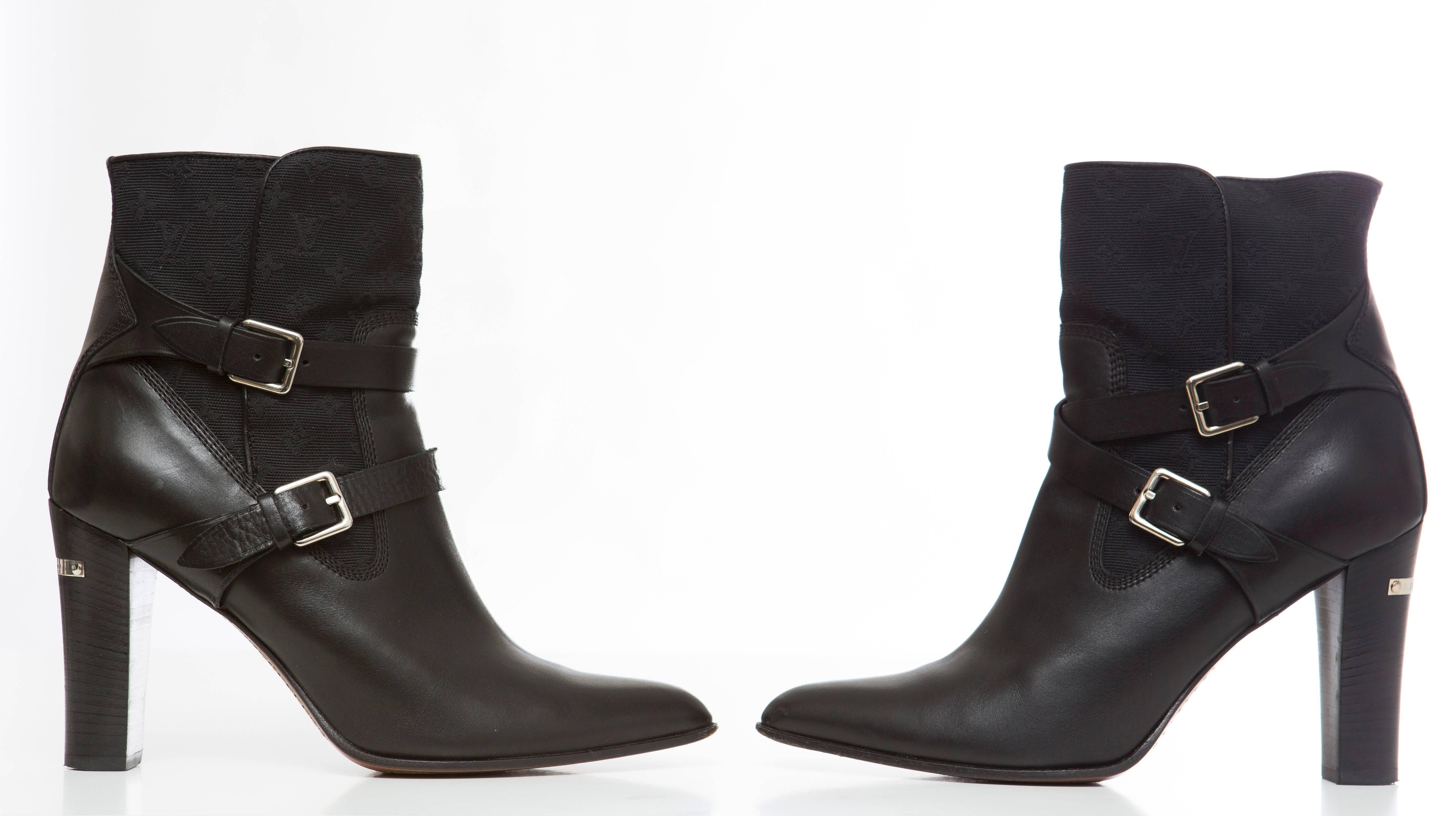 Women's Louis Vuitton Black Leather Ankle Boots