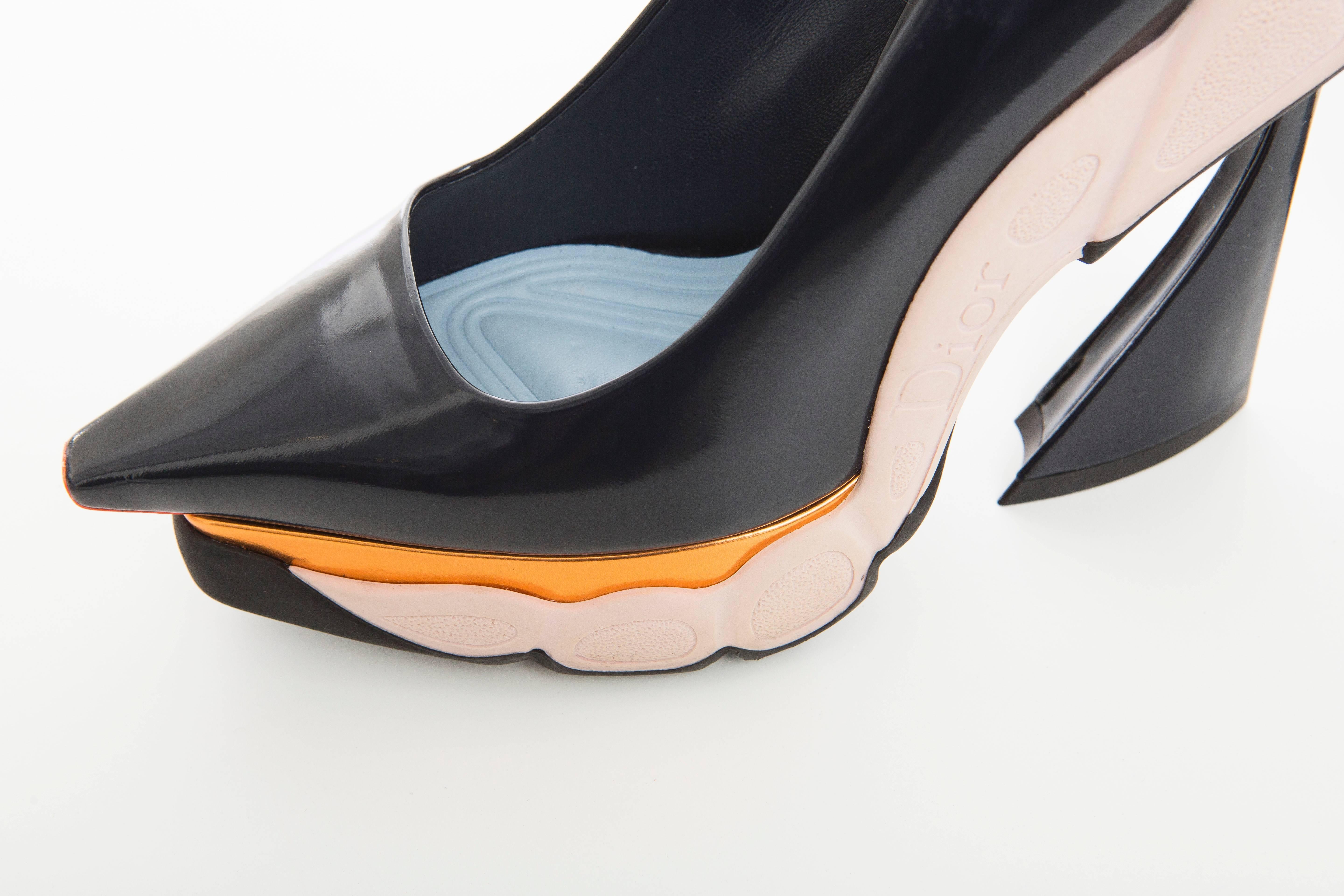 Black  Raf Simons For Christian Dior Patent Leather Runway Sneaker Pumps, Fall 2014