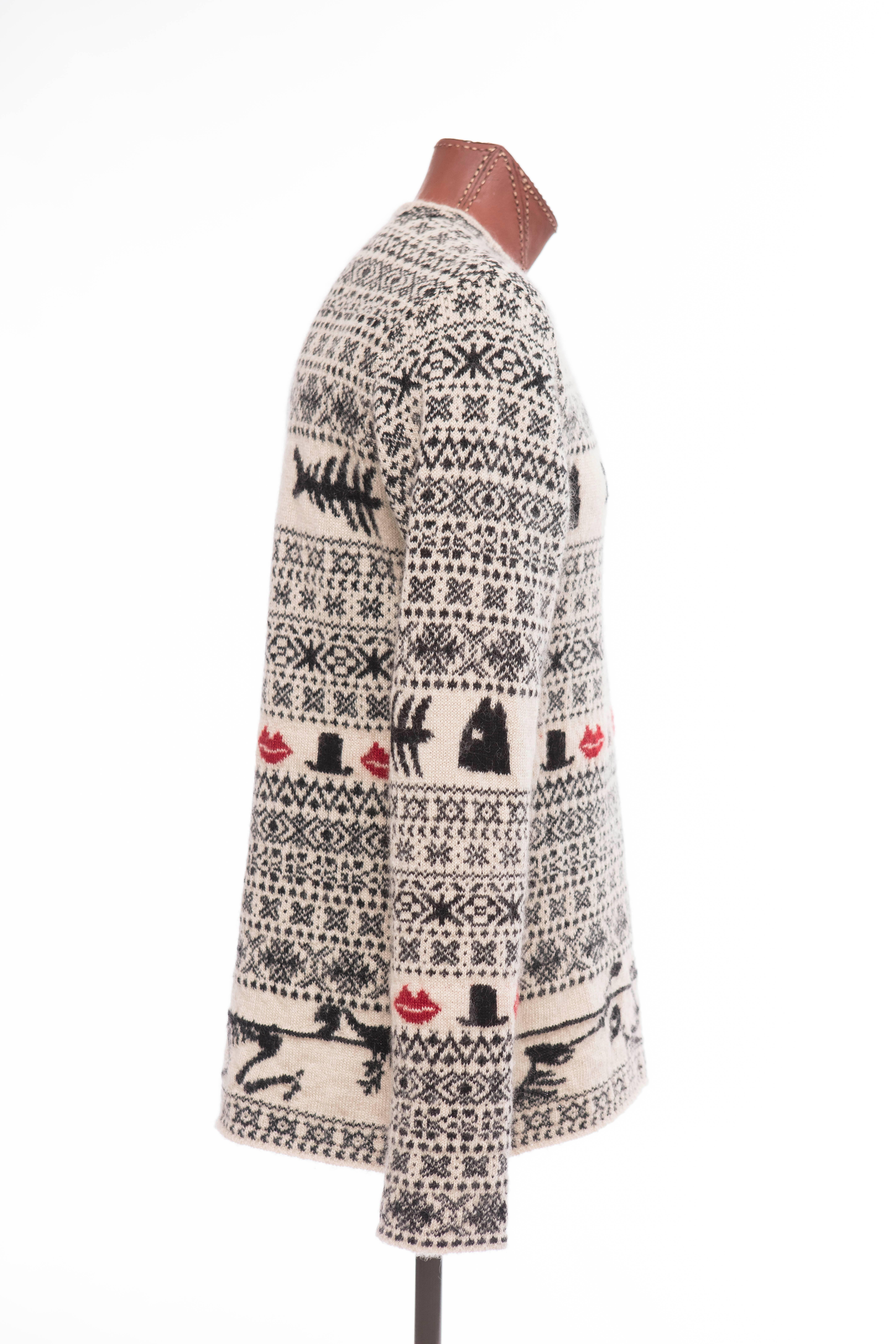 Yohji Yamamoto Men's Wool Lips Bones Top Hat Patterned Sweater, Fall 2011 3