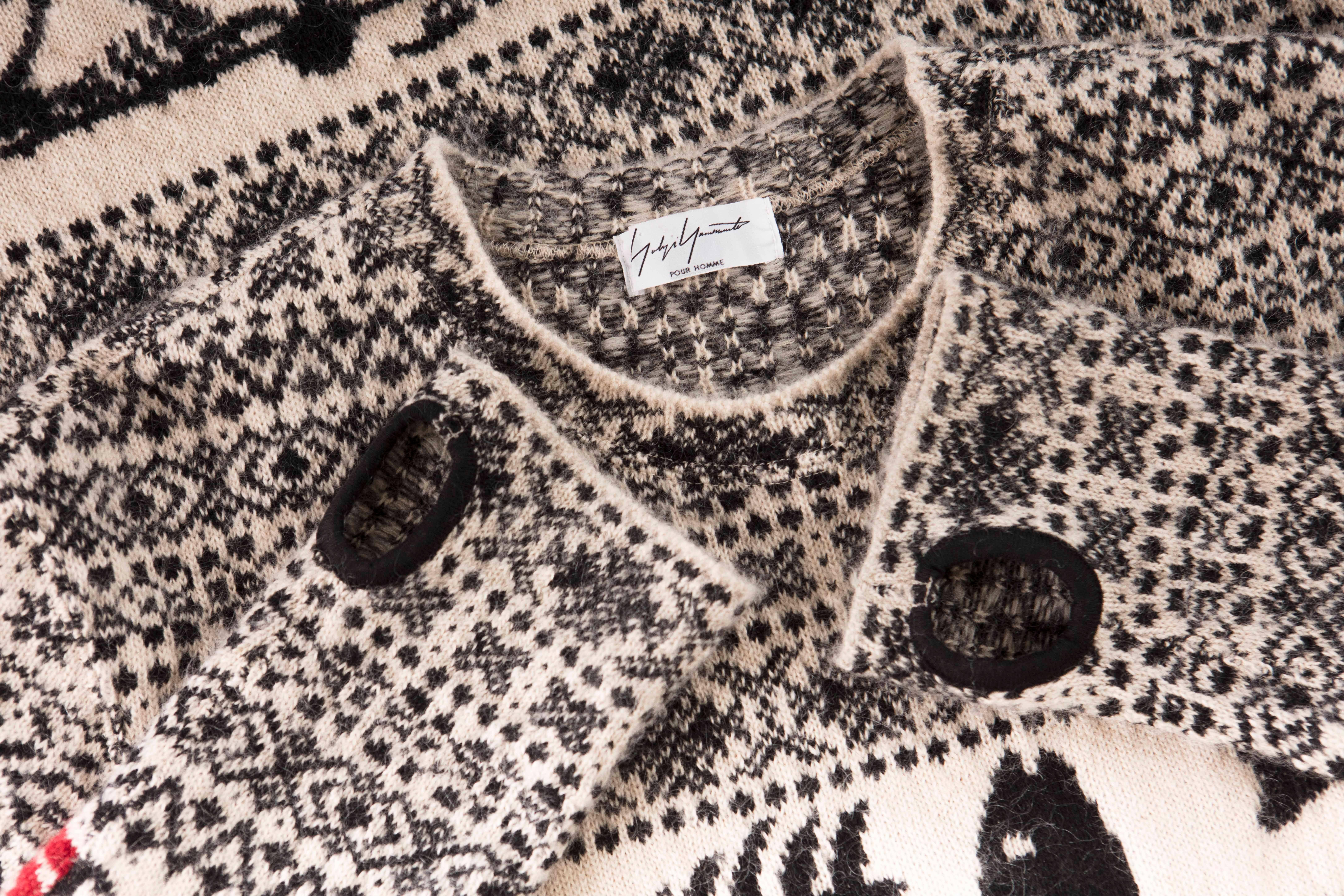 Yohji Yamamoto Men's Wool Lips Bones Top Hat Patterned Sweater, Fall 2011 5