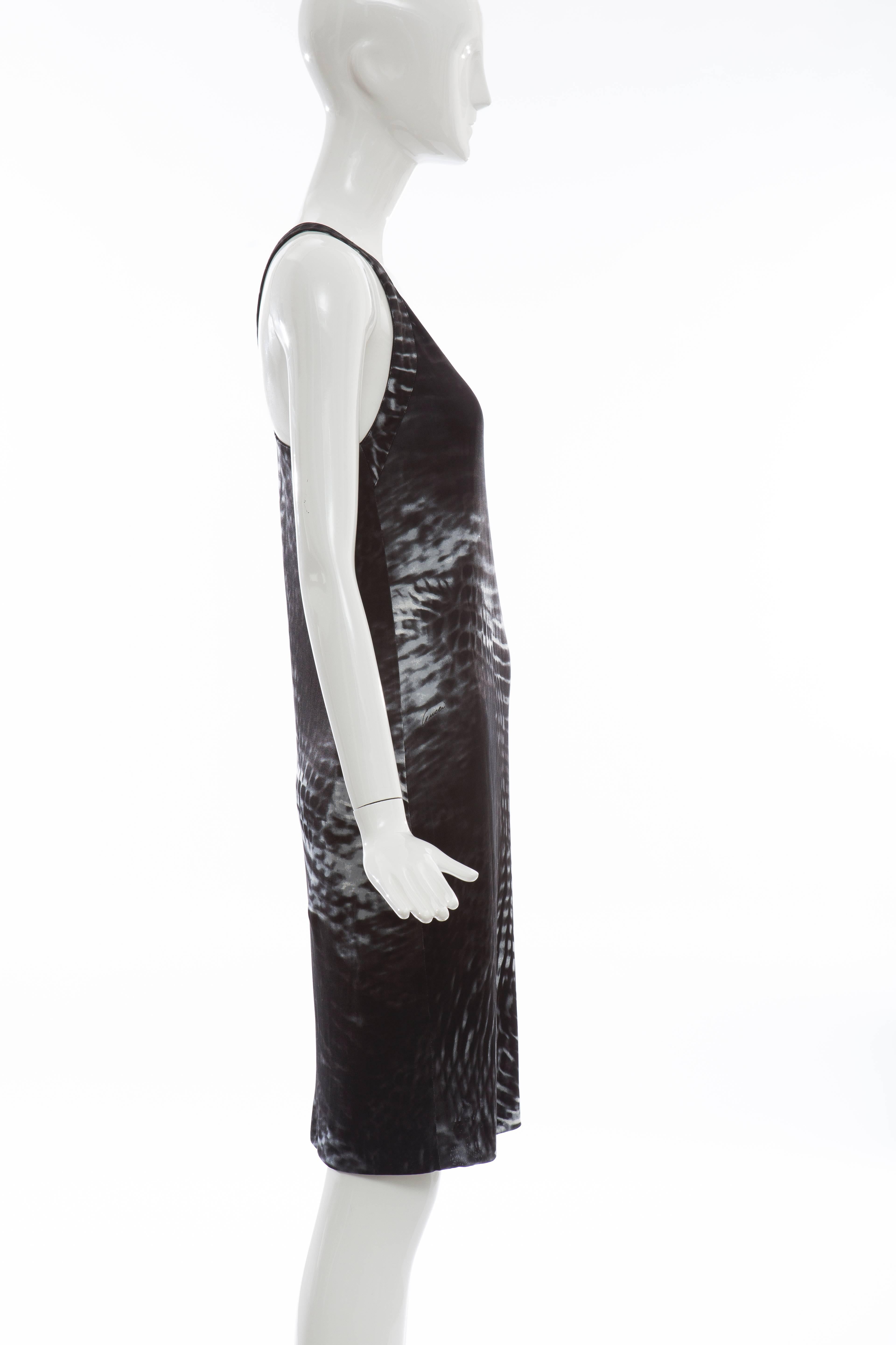 Tom Ford for Gucci Runway Black One-Shoulder Printed Dress , Spring 2000 In Excellent Condition For Sale In Cincinnati, OH