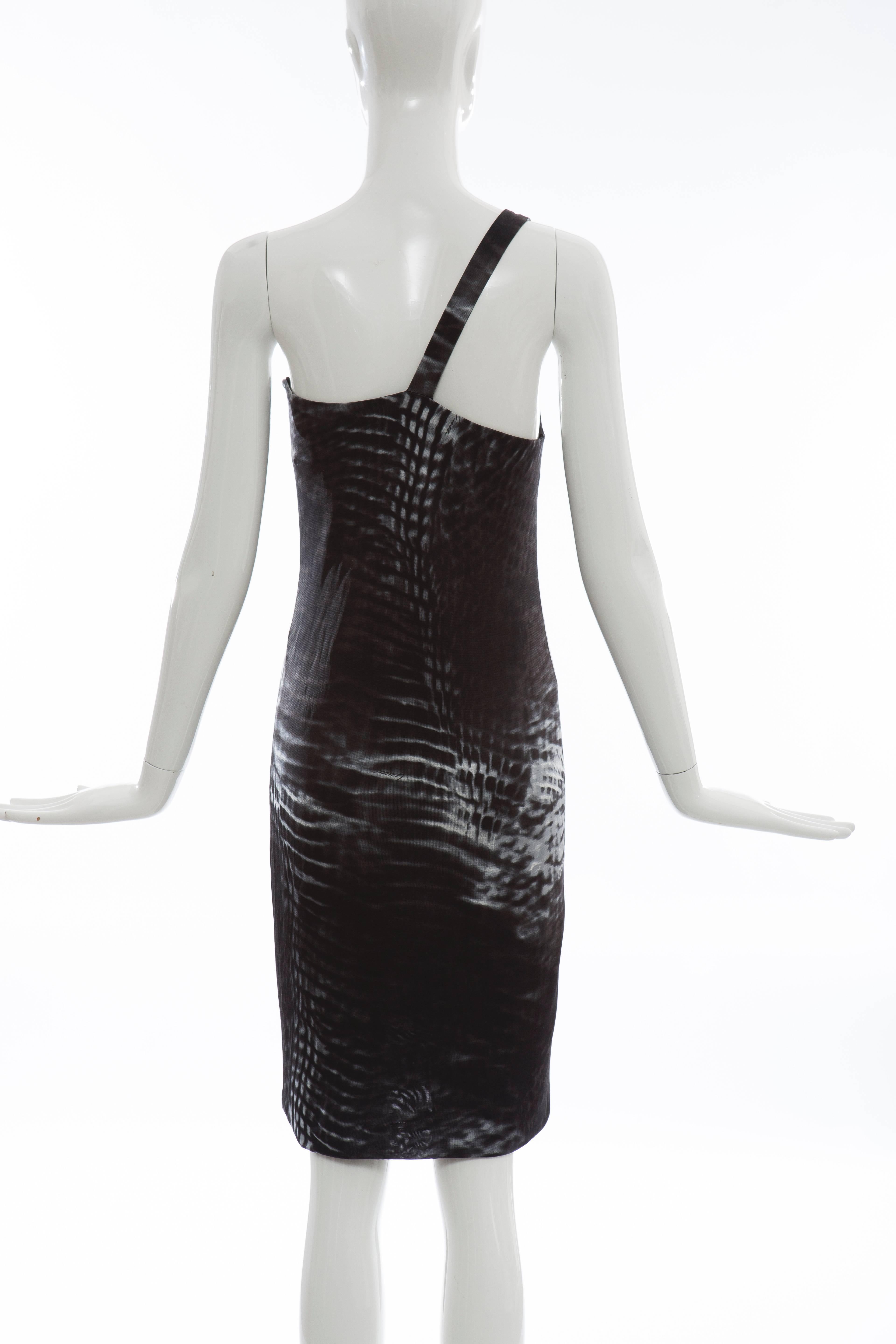 Women's Tom Ford for Gucci Runway Black One-Shoulder Printed Dress , Spring 2000 For Sale