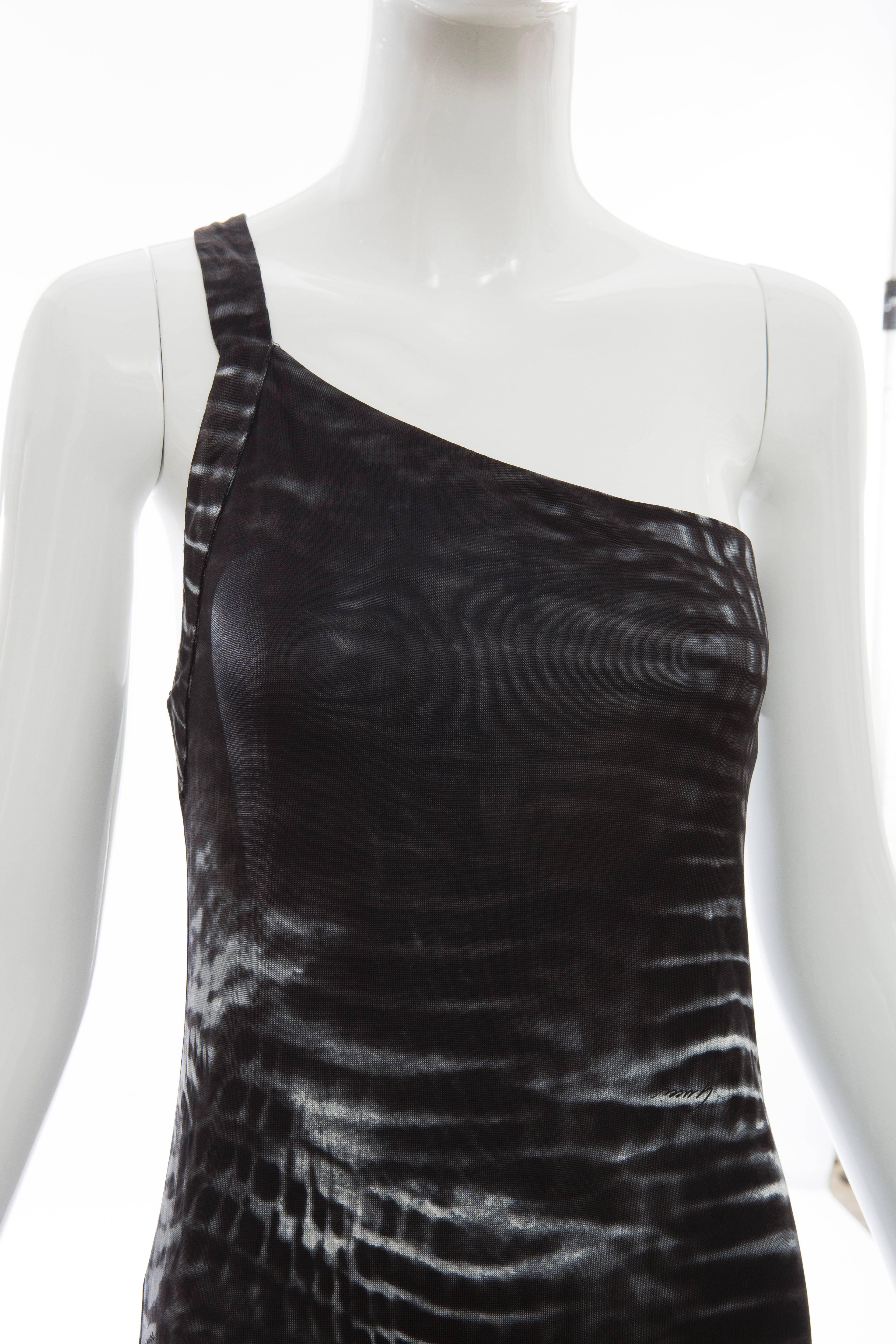 Tom Ford for Gucci Runway Black One-Shoulder Printed Dress , Spring 2000 For Sale 2