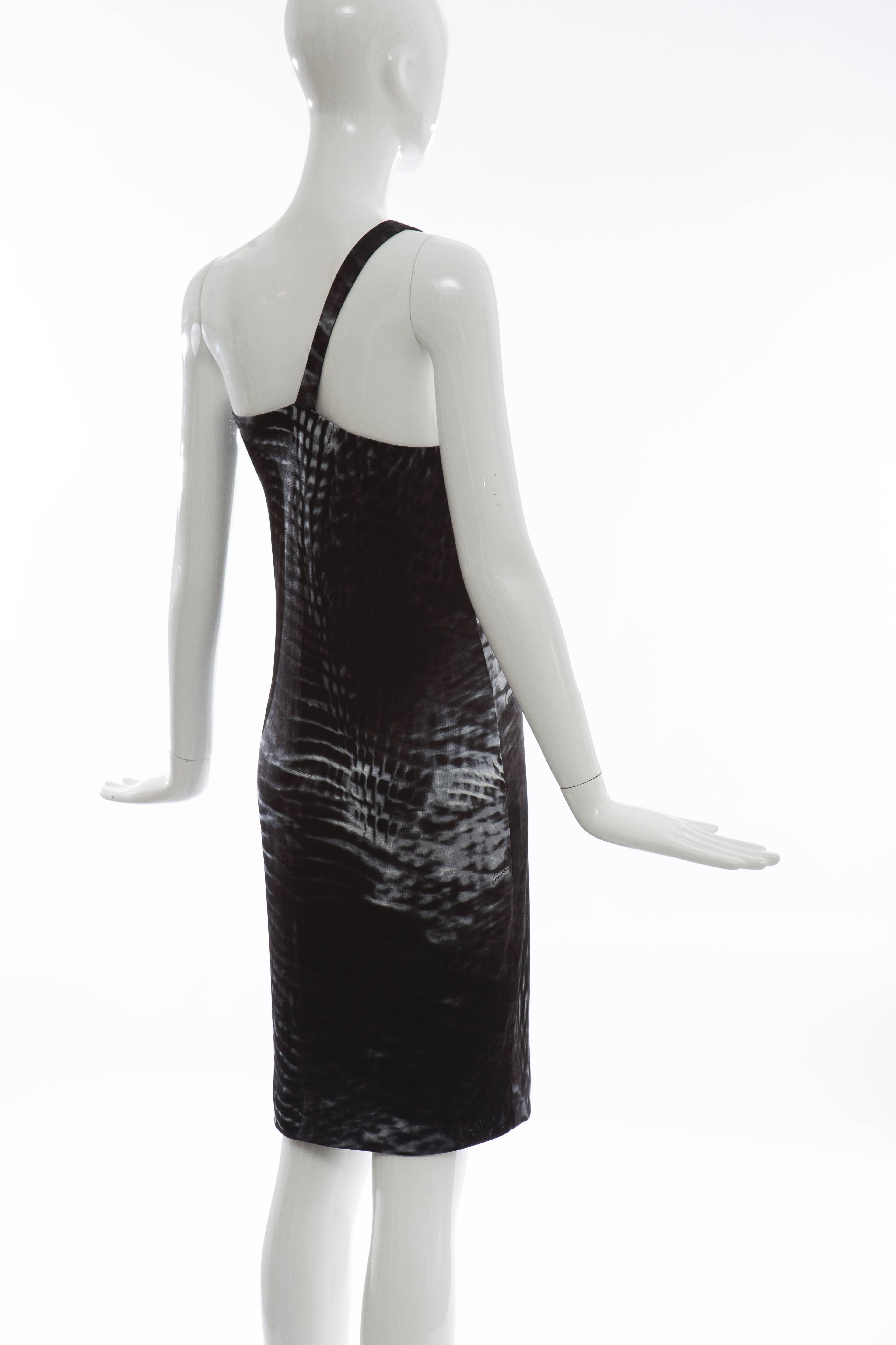 Tom Ford for Gucci Runway Black One-Shoulder Printed Dress , Spring 2000 For Sale 3
