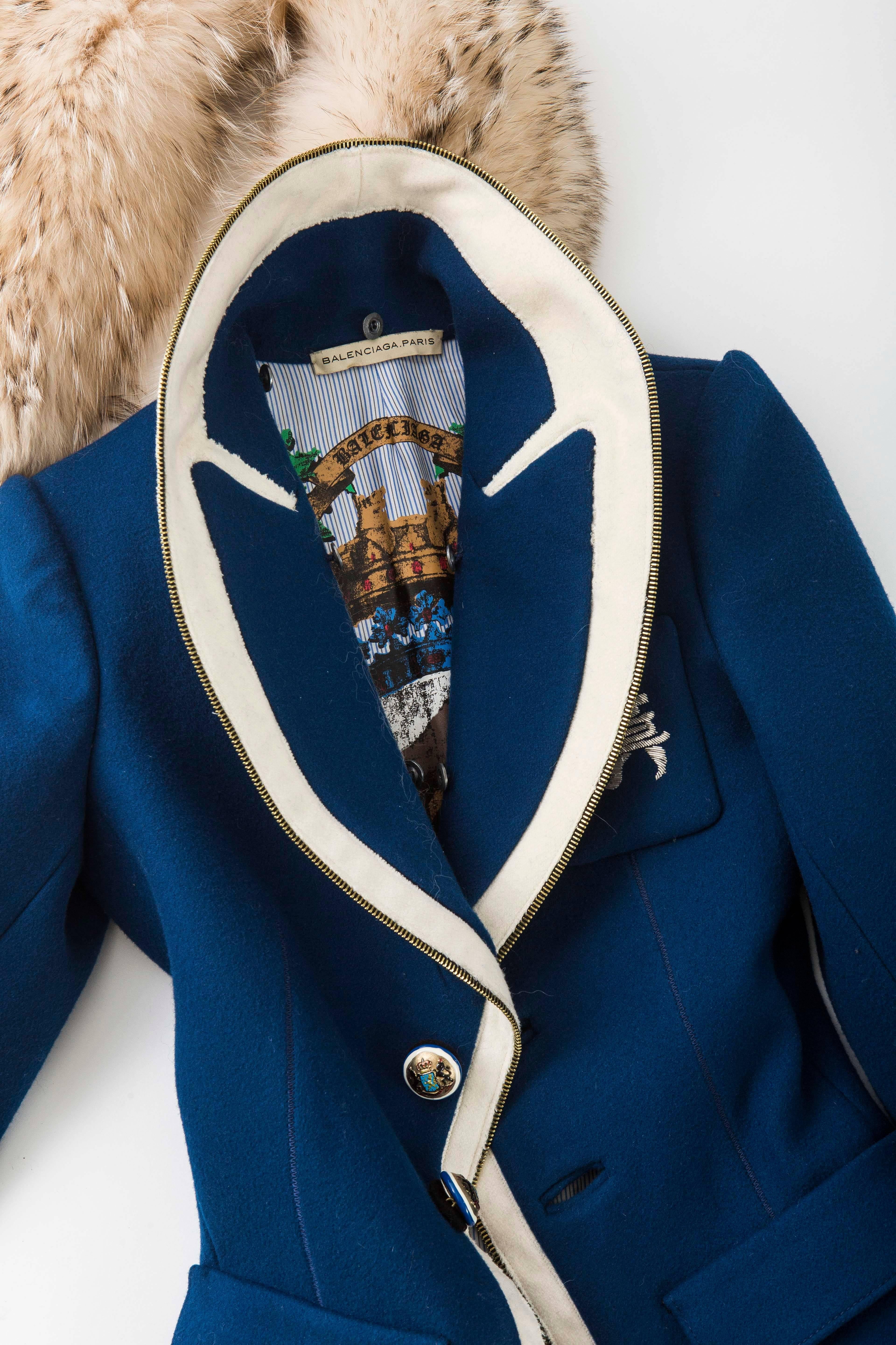 Nicolas Ghesquière pour Balenciaga Blazer en laine bordé de fourrure, automne - hiver 2007 5