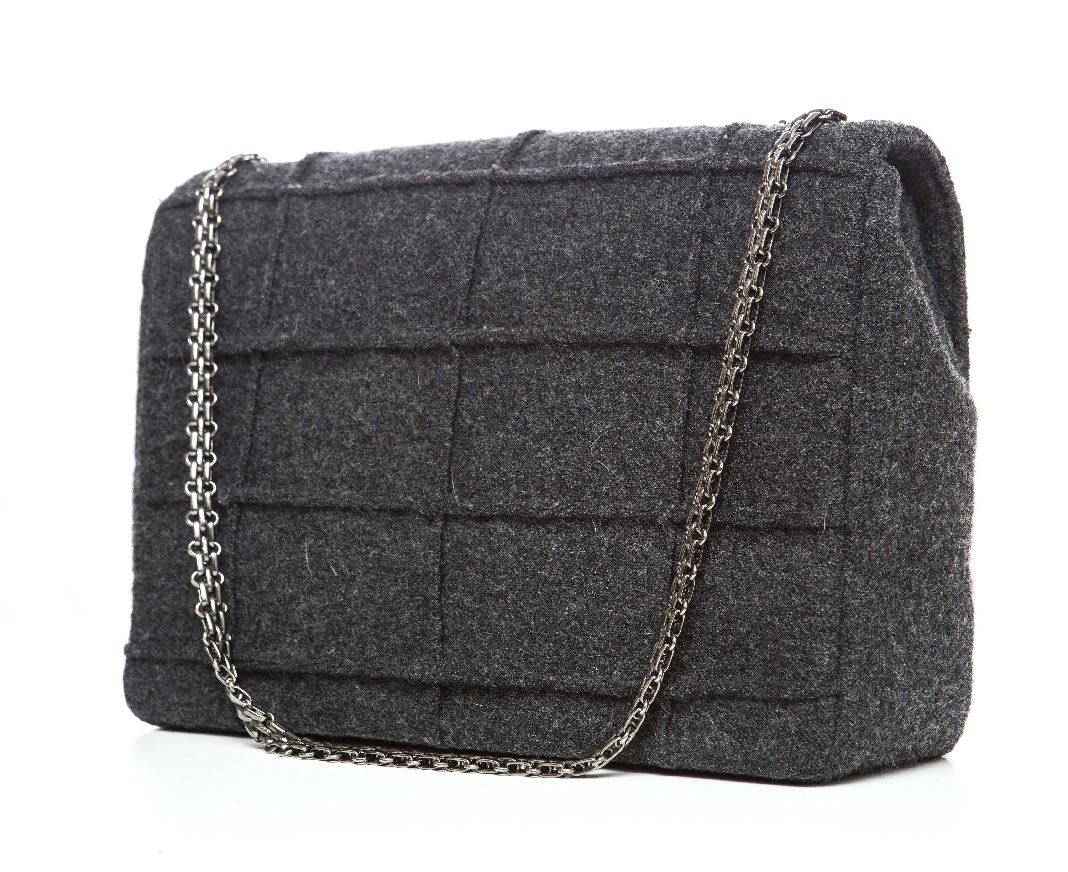 Chanel 2.55 Charcoal Grey Wool Jumbo Flap Bag, Autumn - Winter 1999 2