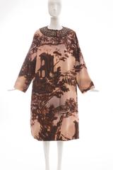 Prada Printed Silk Faille Coat With Tweed Jewel Neckline,  Autumn - Winter 2004