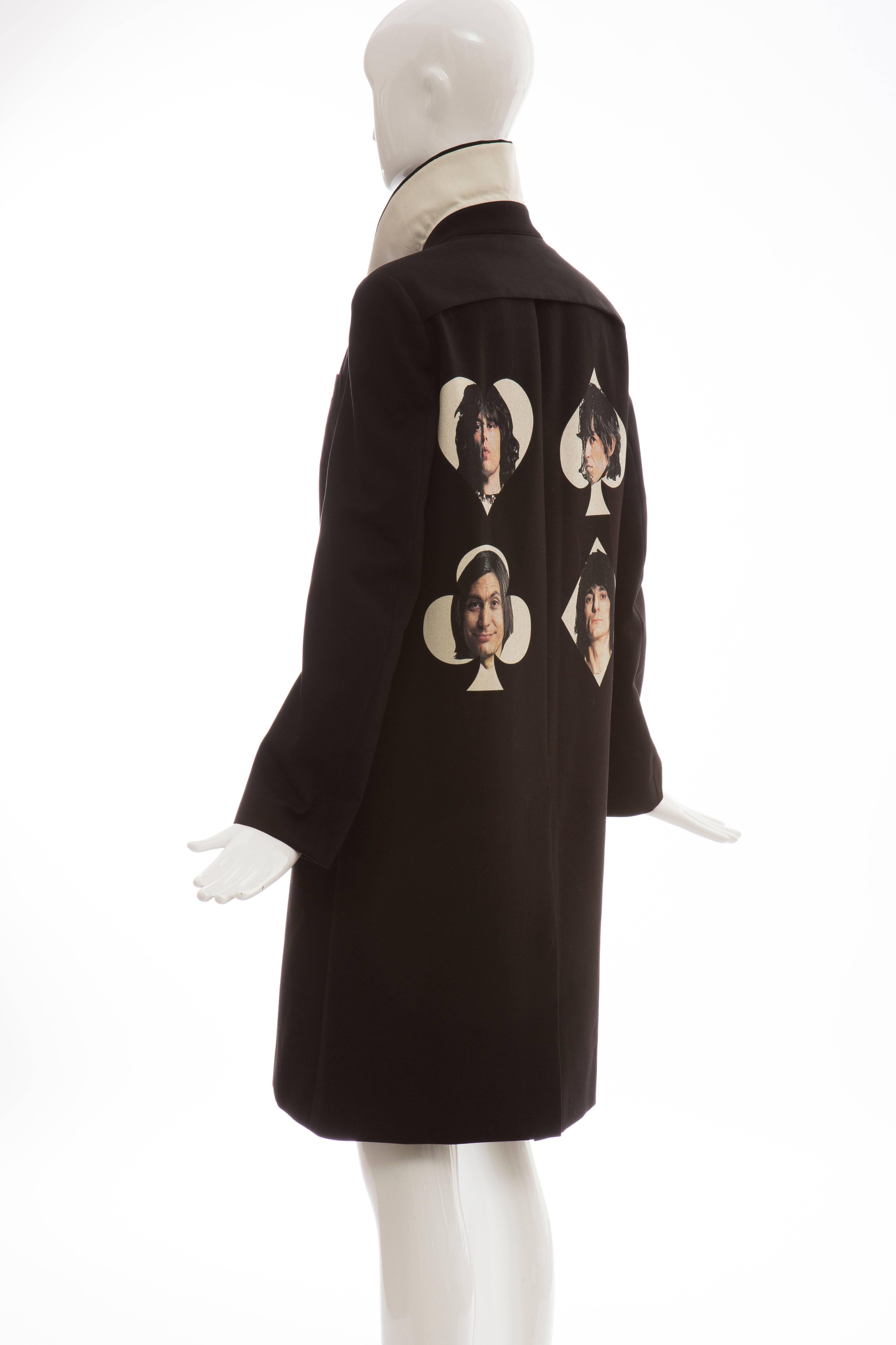 Women's Undercover Jun Takahashi Runway Black Wool Cotton Printed Coat , Spring 2016 For Sale