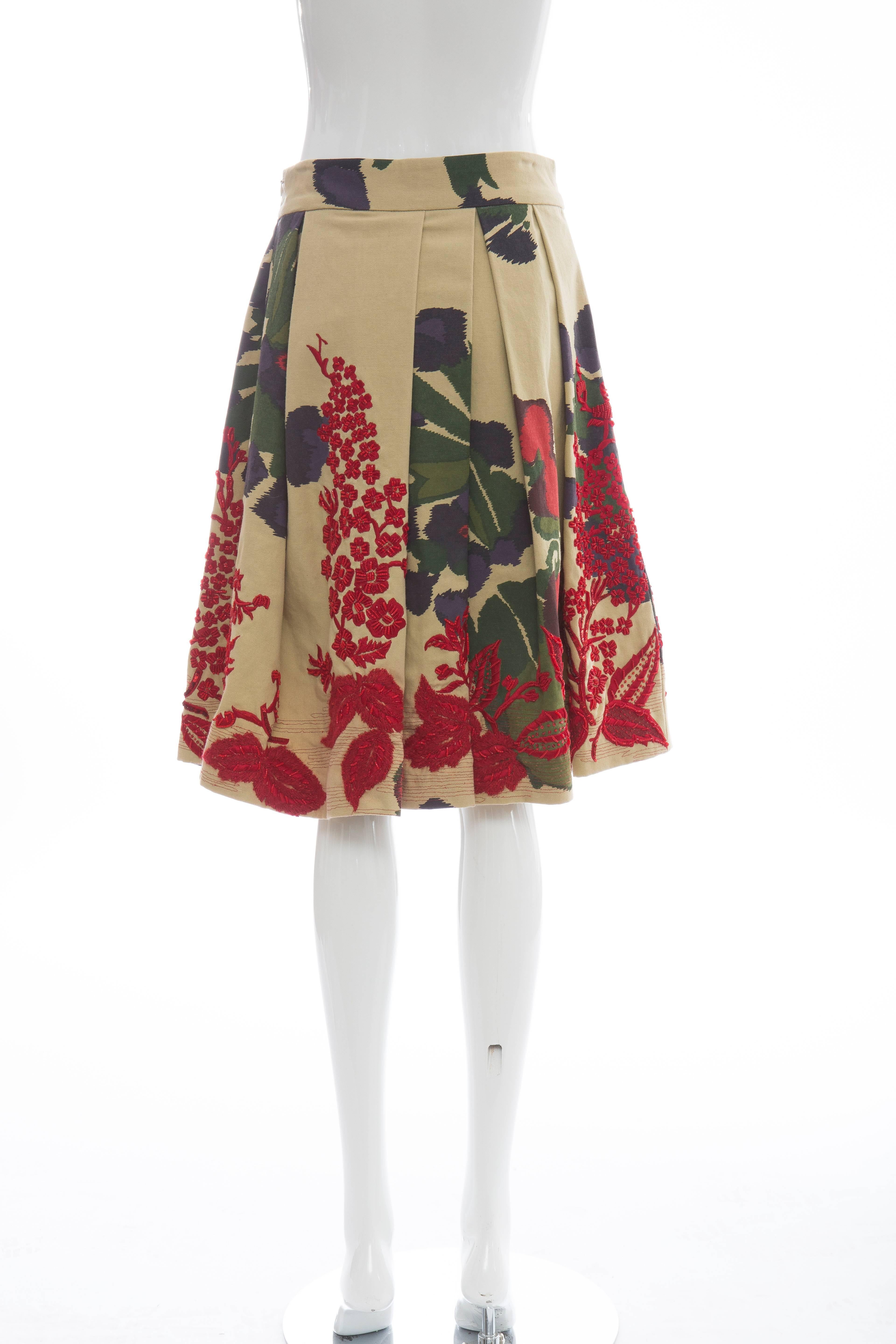 Dries Van Noten Runway Cotton Beaded Sequin Embroidered Skirt, Fall 2005 In Excellent Condition In Cincinnati, OH
