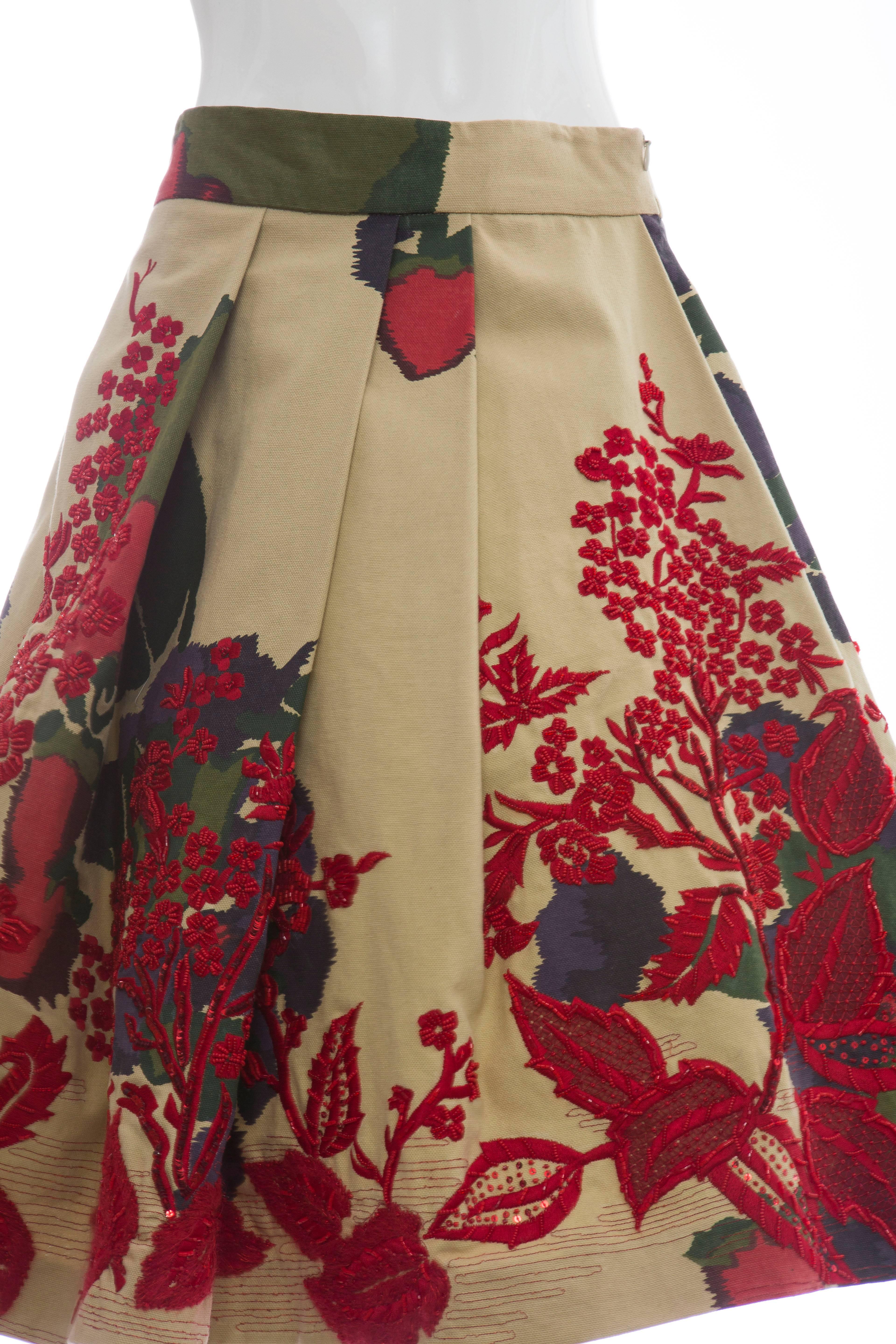 Dries Van Noten Runway Cotton Beaded Sequin Embroidered Skirt, Fall 2005 1