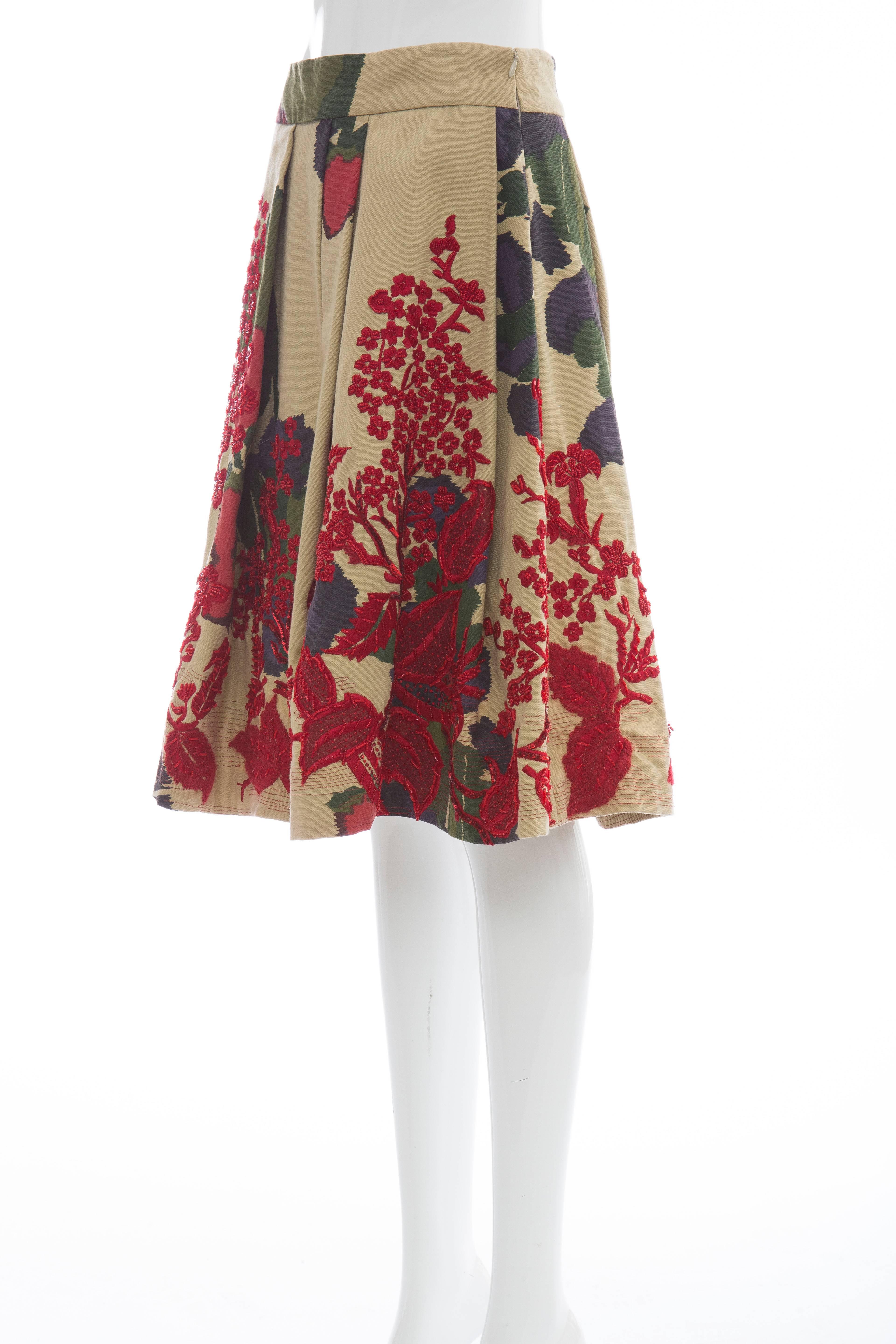 Dries Van Noten Runway Cotton Beaded Sequin Embroidered Skirt, Fall 2005 2