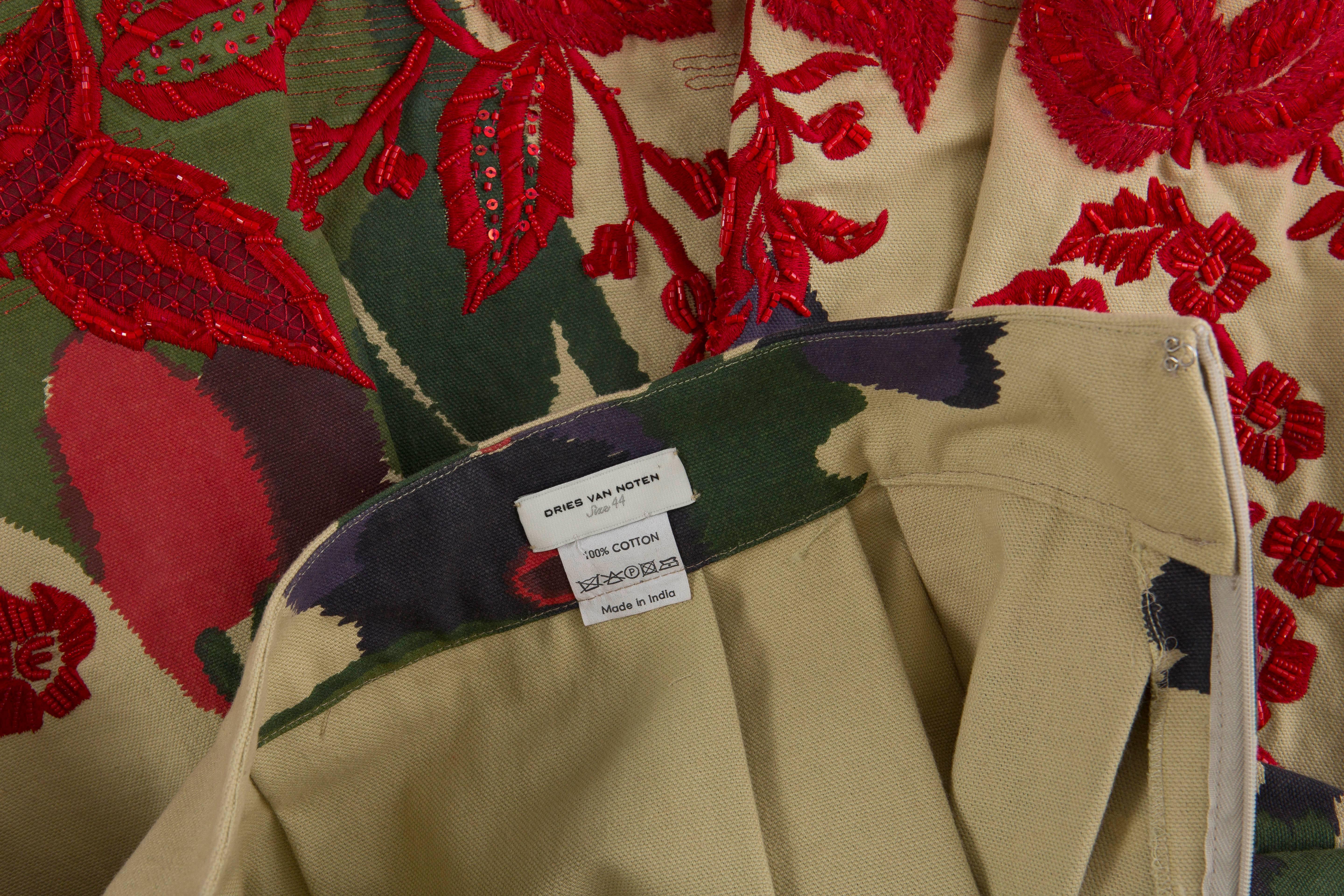 Dries Van Noten Runway Cotton Beaded Sequin Embroidered Skirt, Fall 2005 3