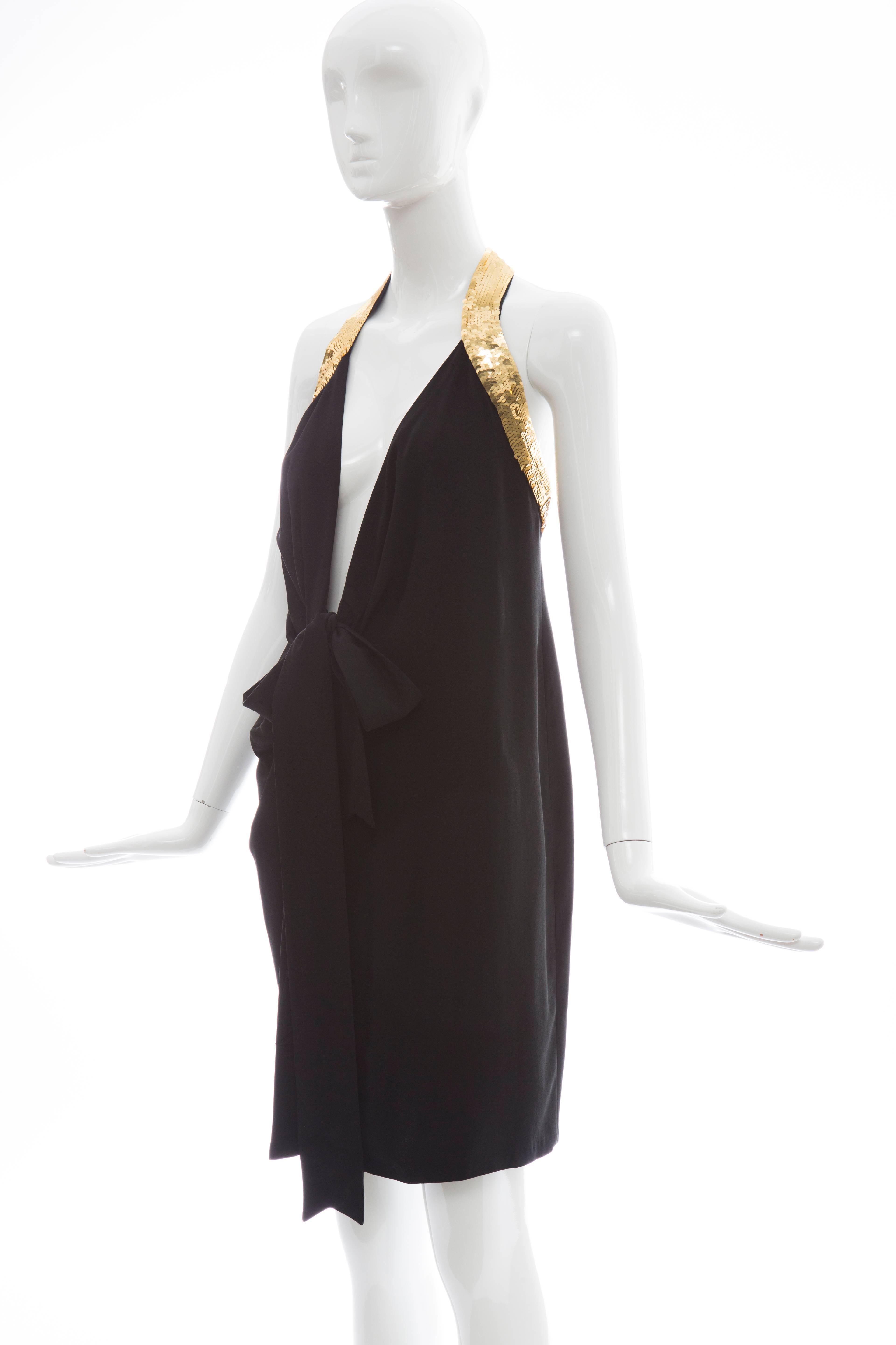 Women's Moschino Couture Black Evening Dress With Back Sequin Peace Sign, Circa: 1993 For Sale