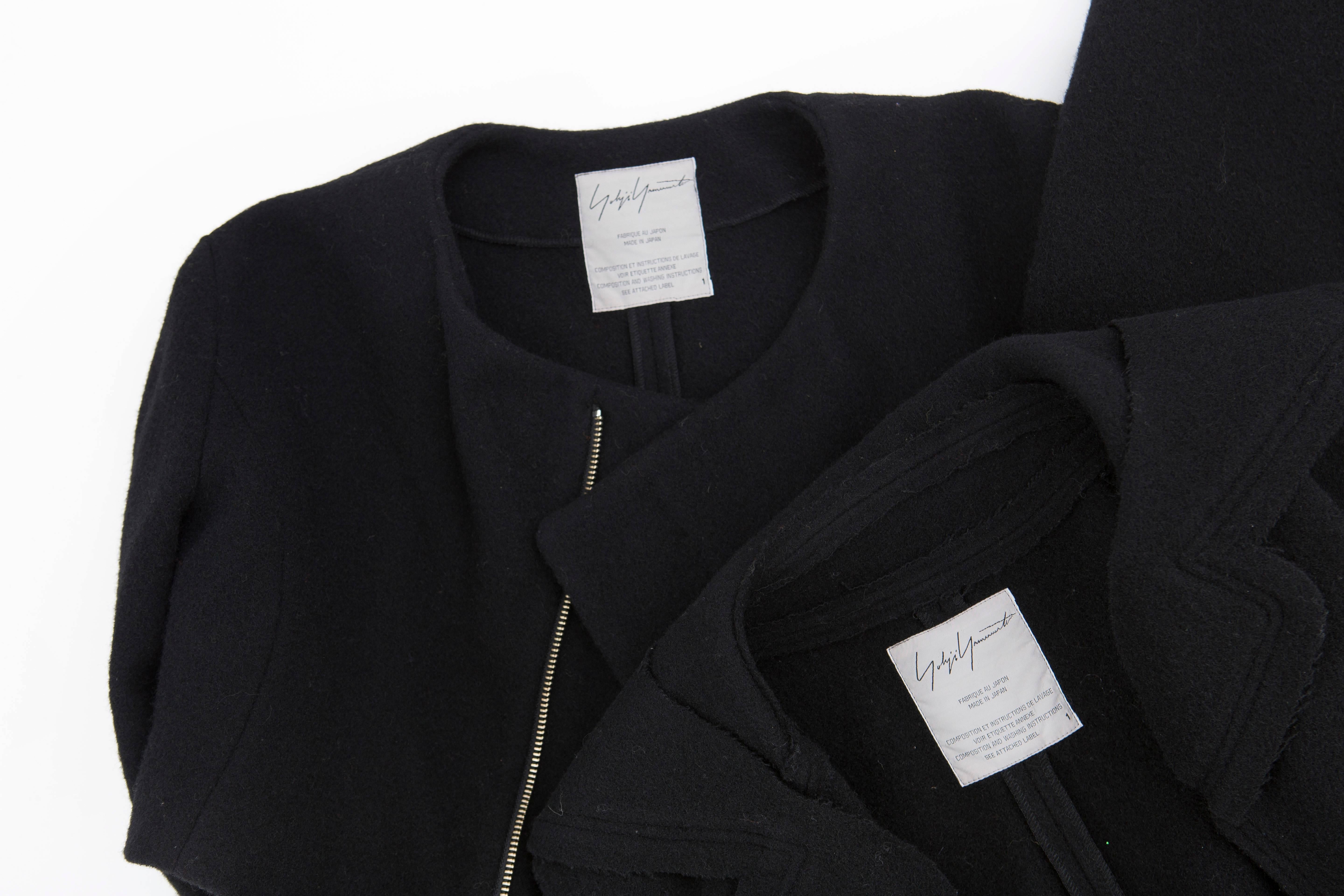 Yohji Yamamoto Black Wool Zip Front Jacket And Vest Ensemble 6