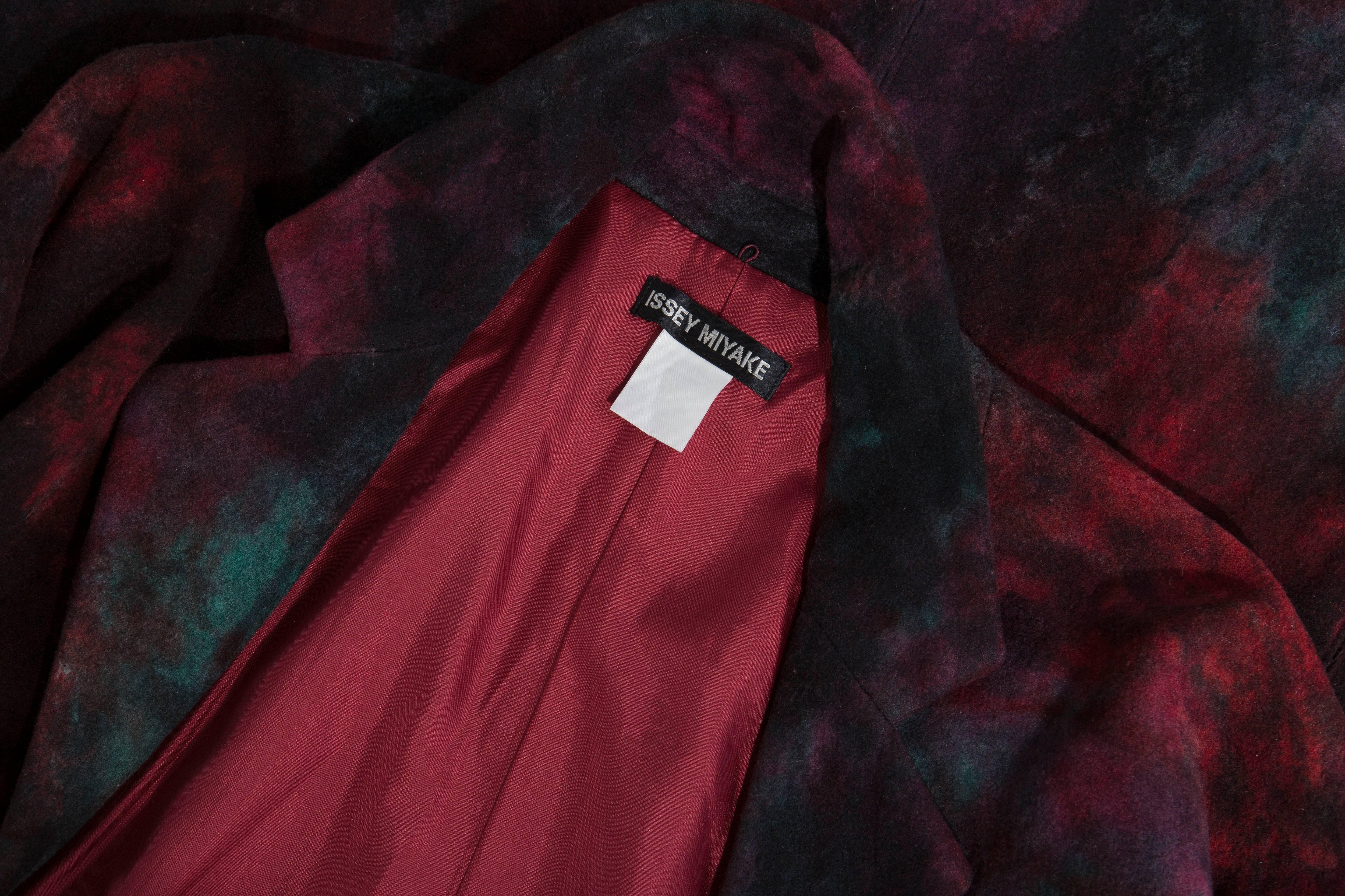 Issey Miyake Tie Die Wool Felt Button Front Silk LIned, Coat, Circa 1990's 4