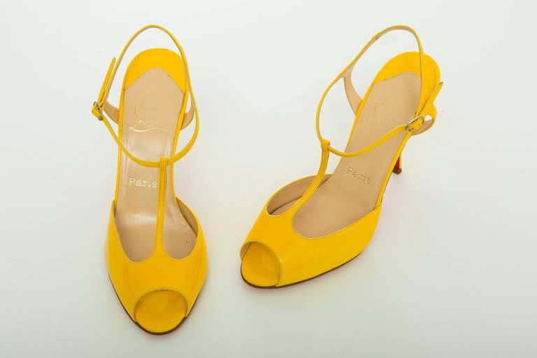 yellow t strap shoes