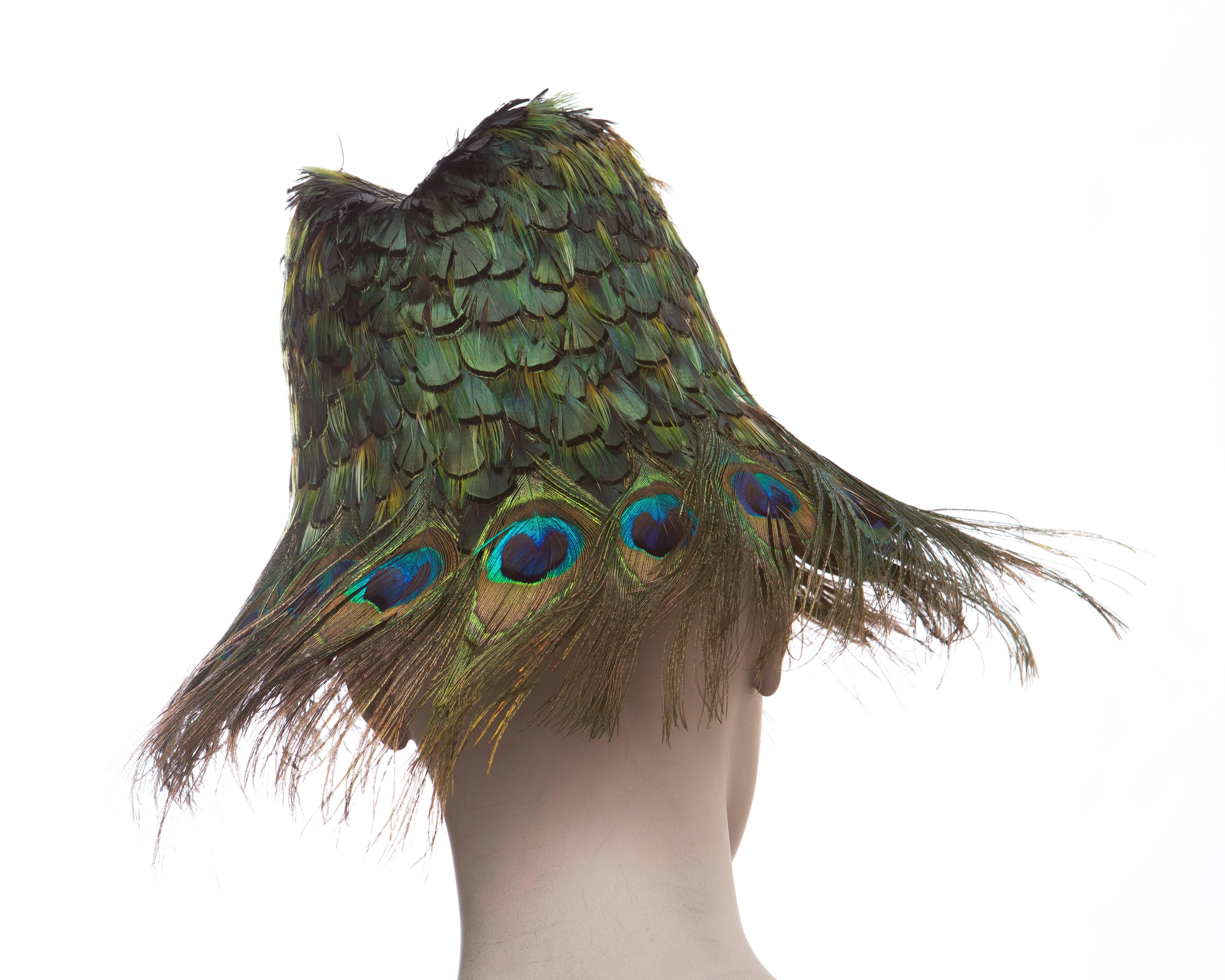Black Prada Runway Peacock Feather Hat, Spring - Summer 2005