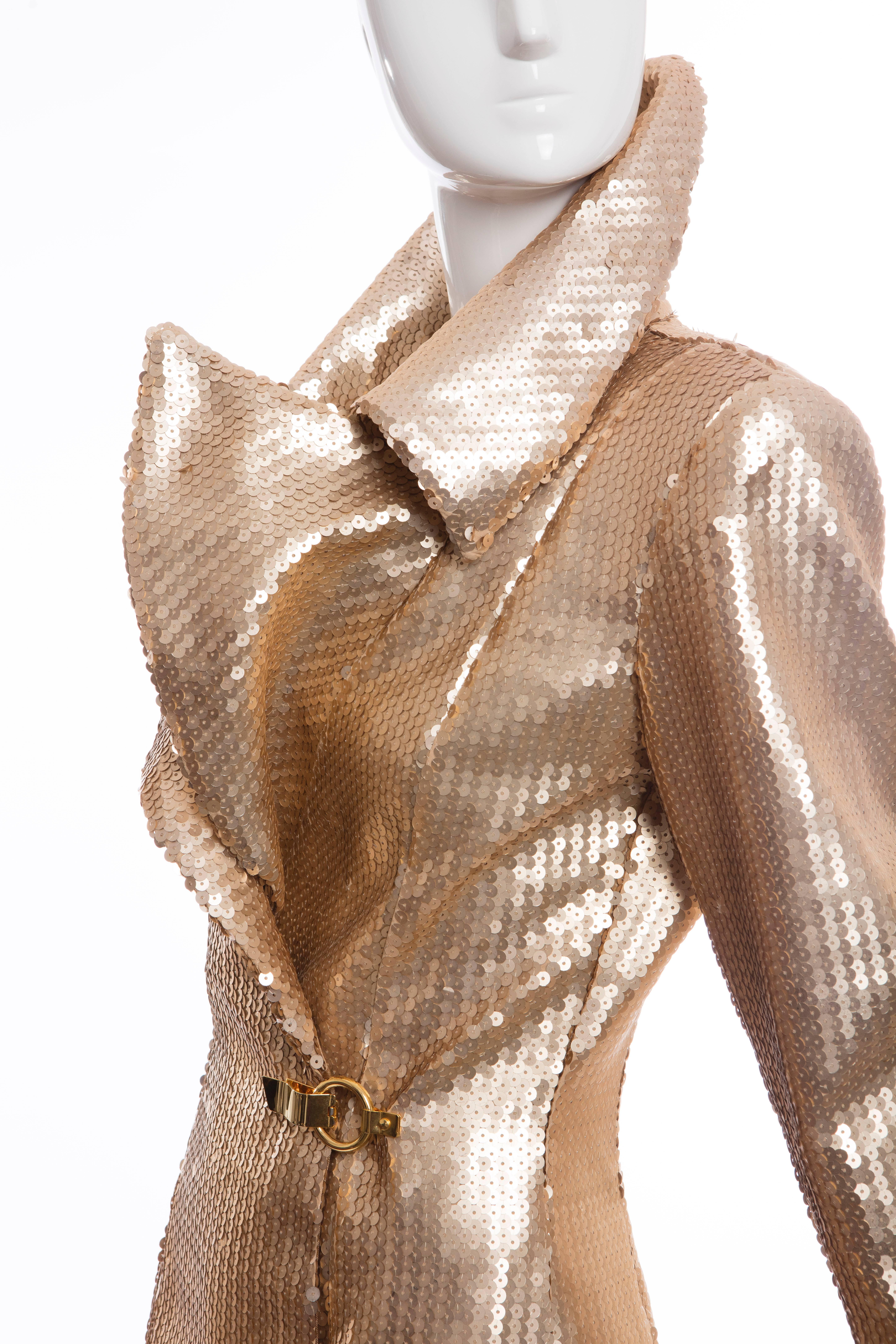 Claude Montana Matte Gold Sequin Jacket, Circa: 1980's 2