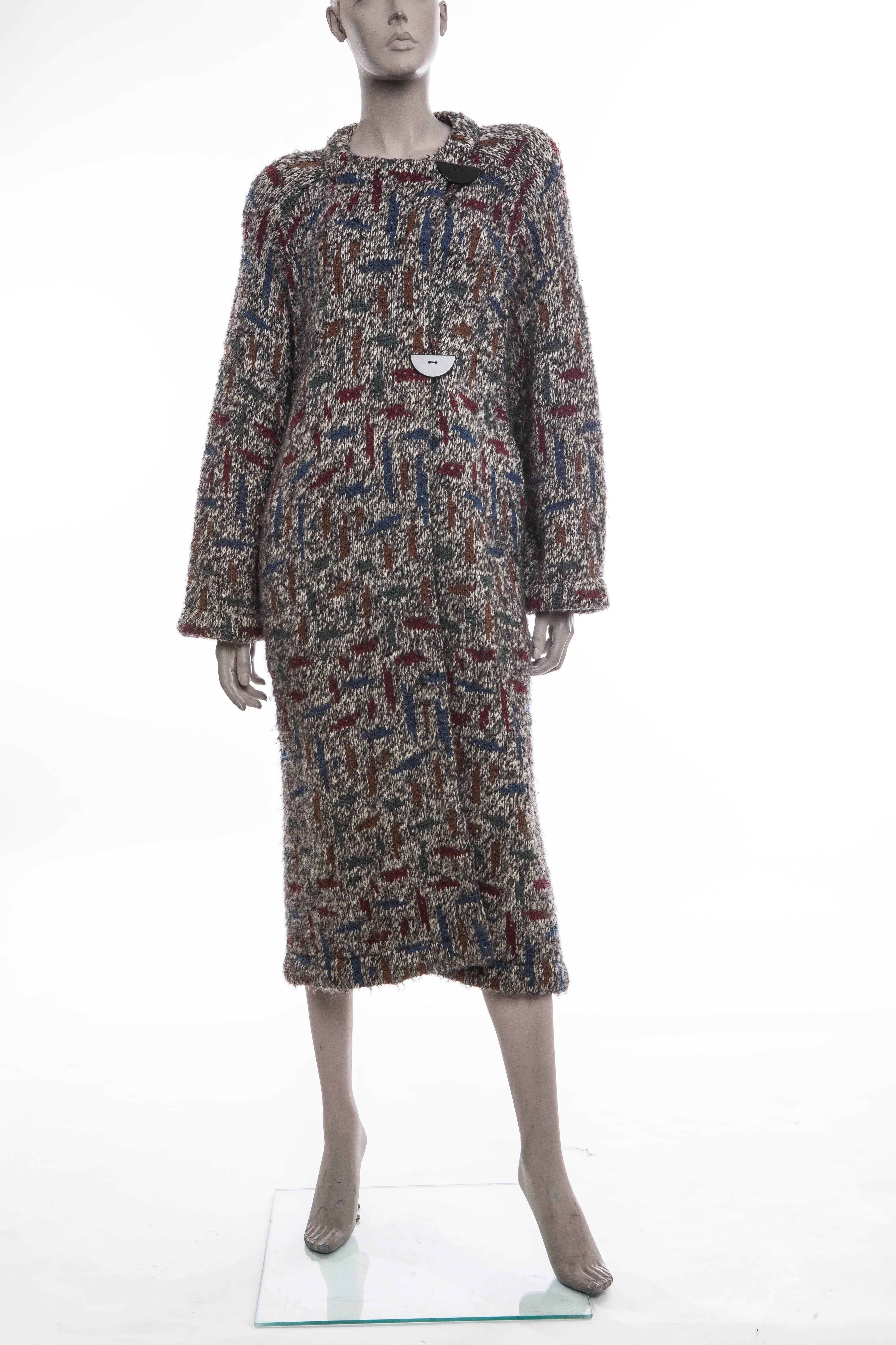 Missoni, circa 1980's, gold label,button front, graphic sweater coat with two front pockets.