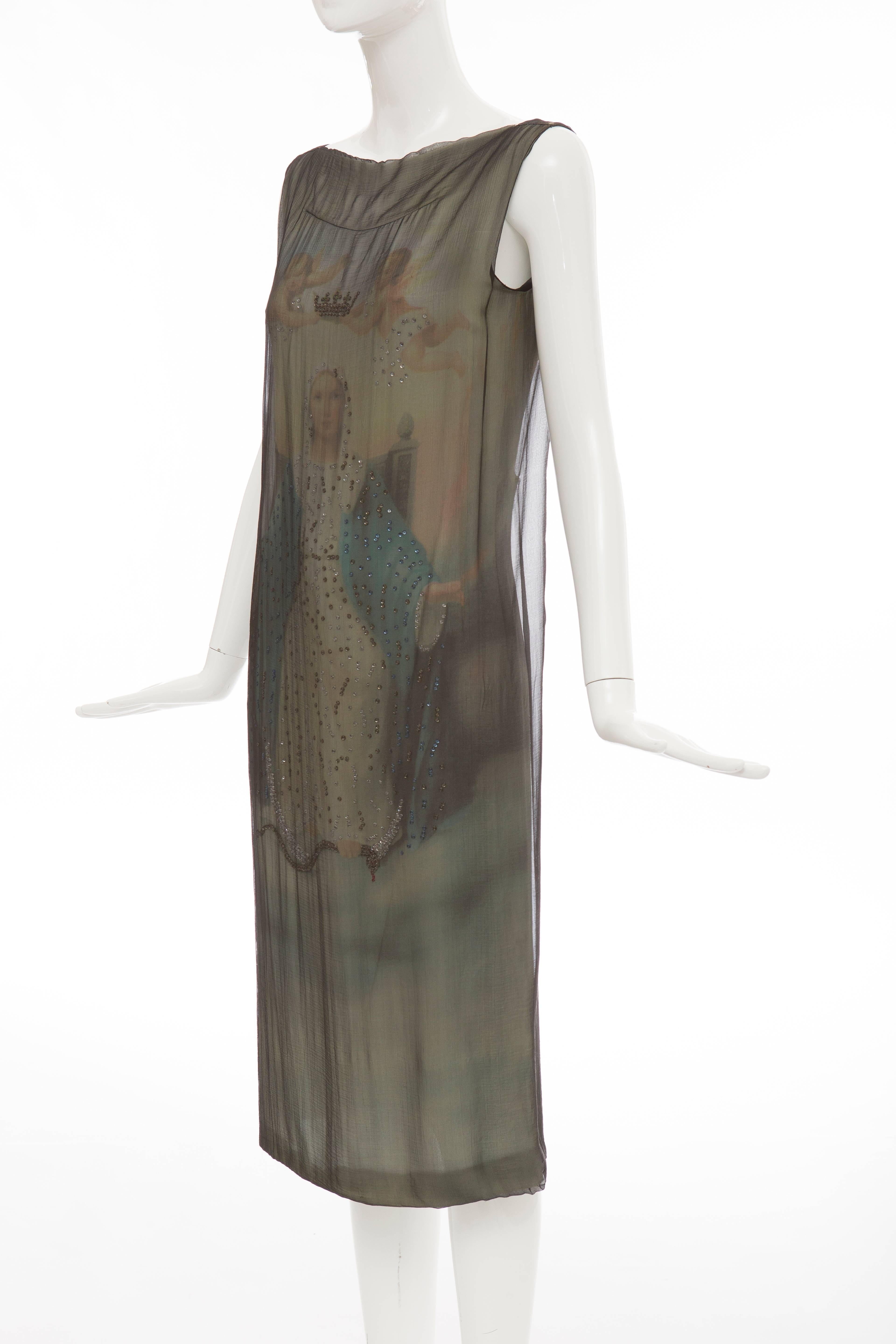 Women's Dolce & Gabbana Runway Virgin Mary Silk Chiffon Print Dress, Spring 1998 For Sale