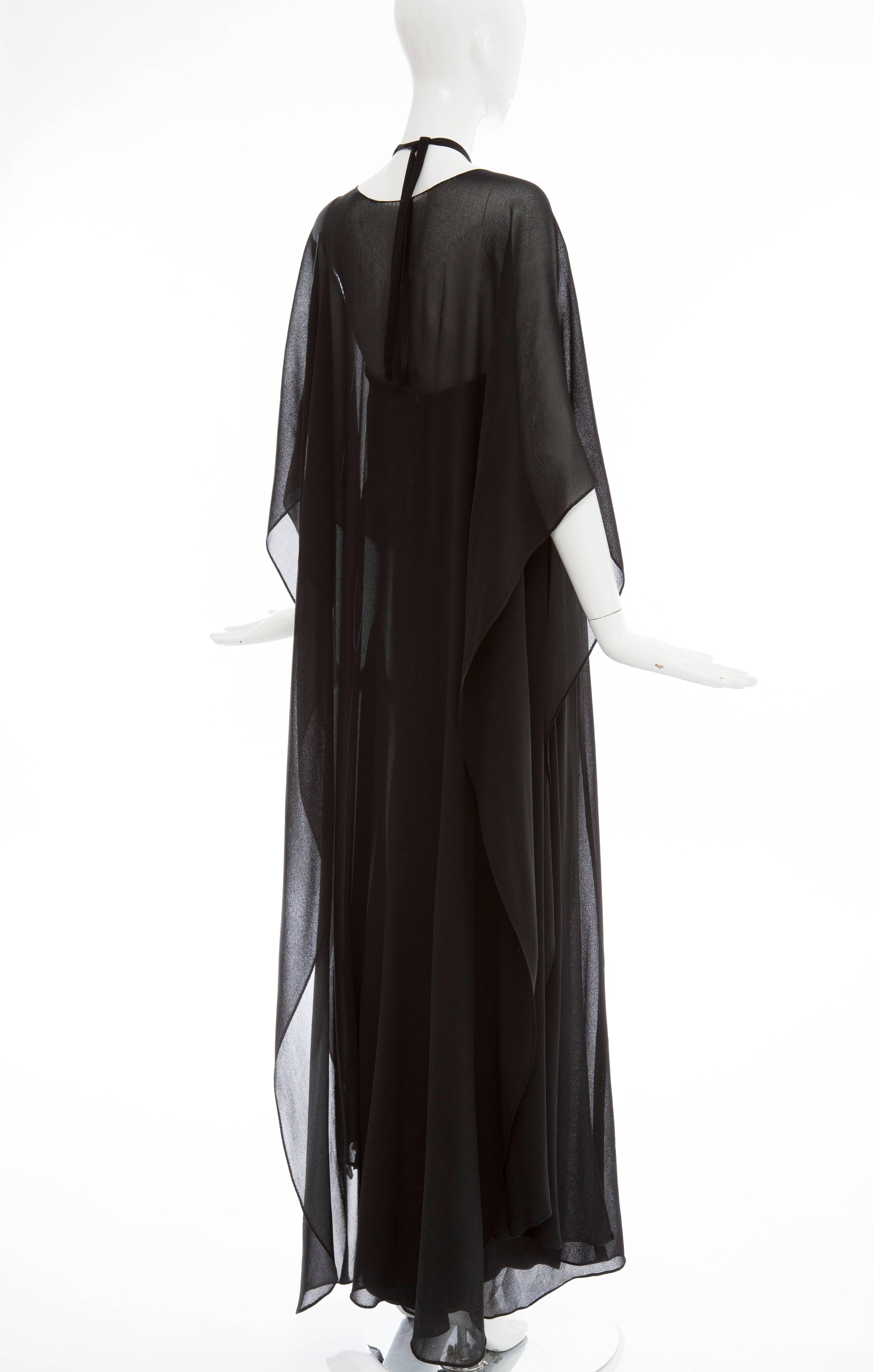 Women's Bill Blass Black Nun's Cloth Strapless Evening Dress, Circa 1970's For Sale
