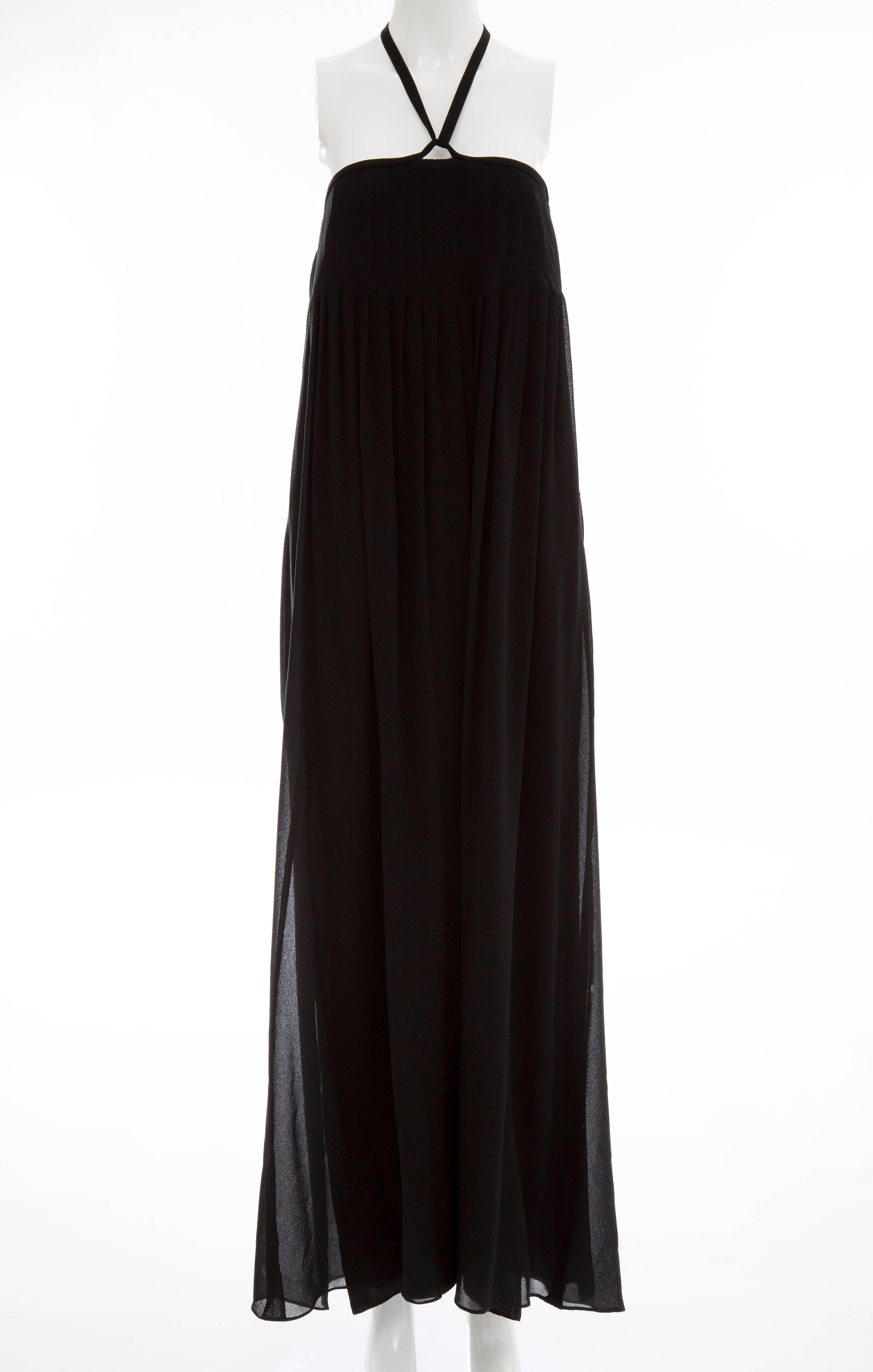 Bill Blass Black Nun's Cloth Strapless Evening Dress, Circa 1970's For Sale 1