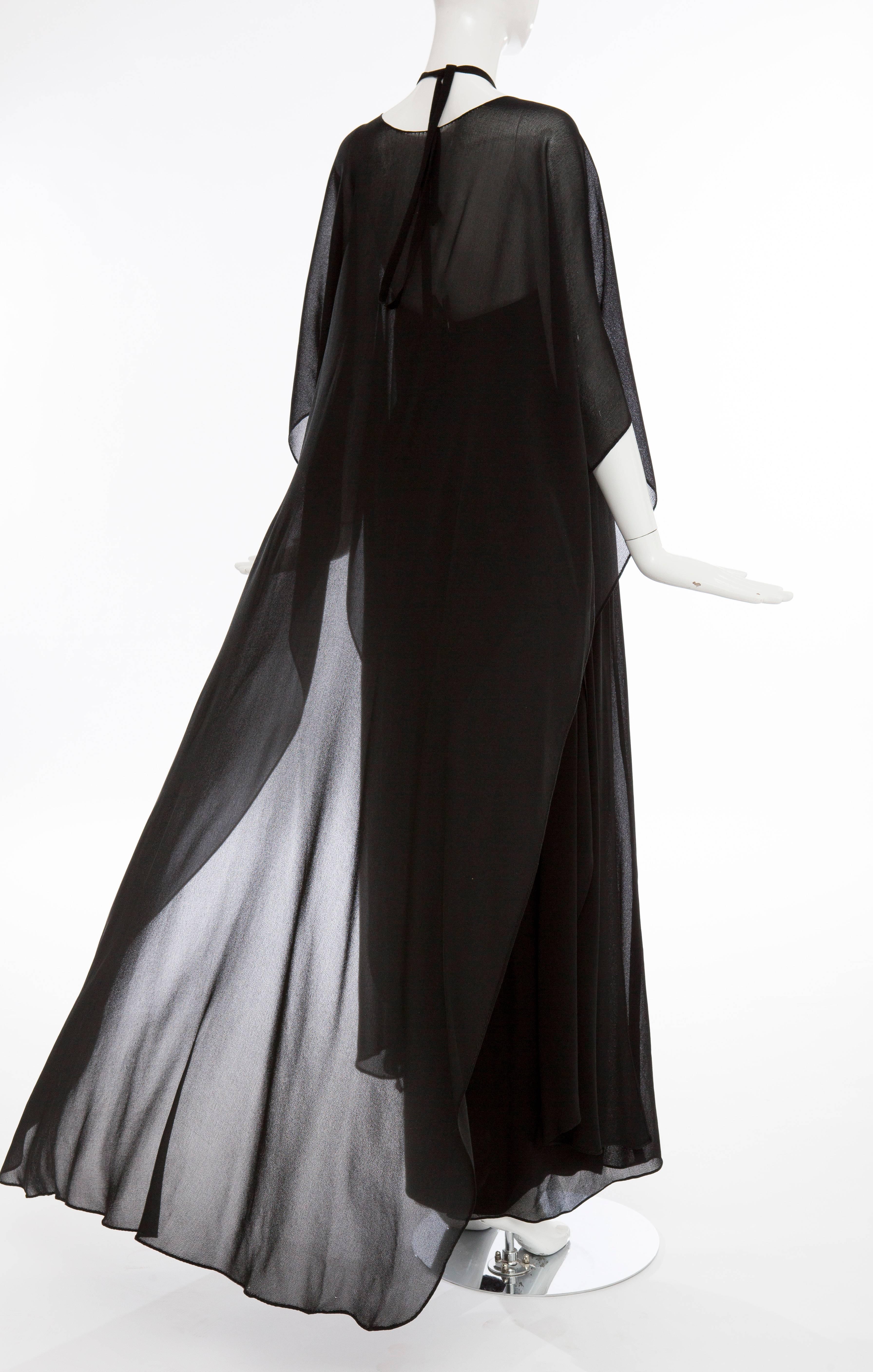 Bill Blass Black Nun's Cloth Strapless Evening Dress, Circa 1970's For Sale 3