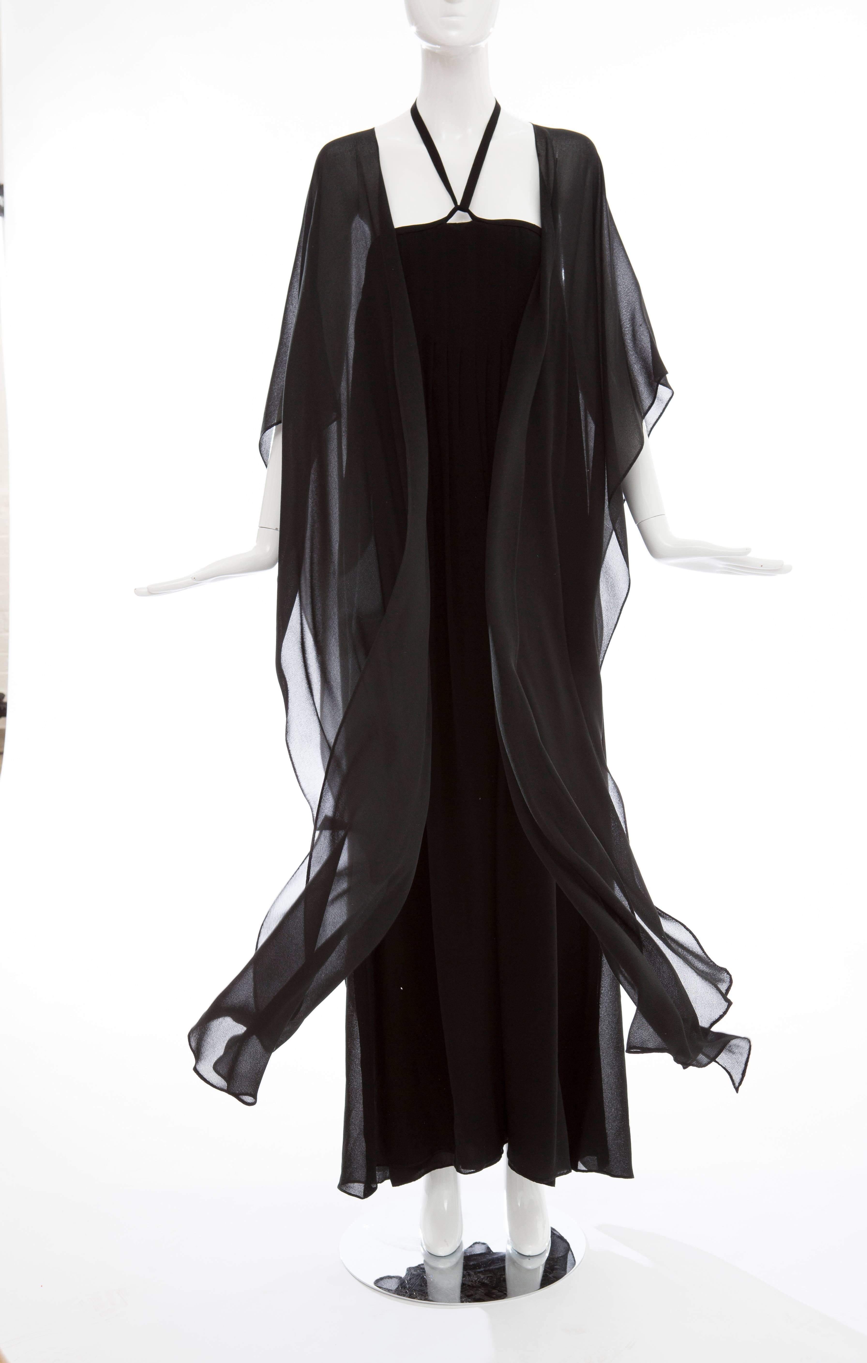 Bill Blass Black Nun's Cloth Strapless Evening Dress, Circa 1970's For Sale 4