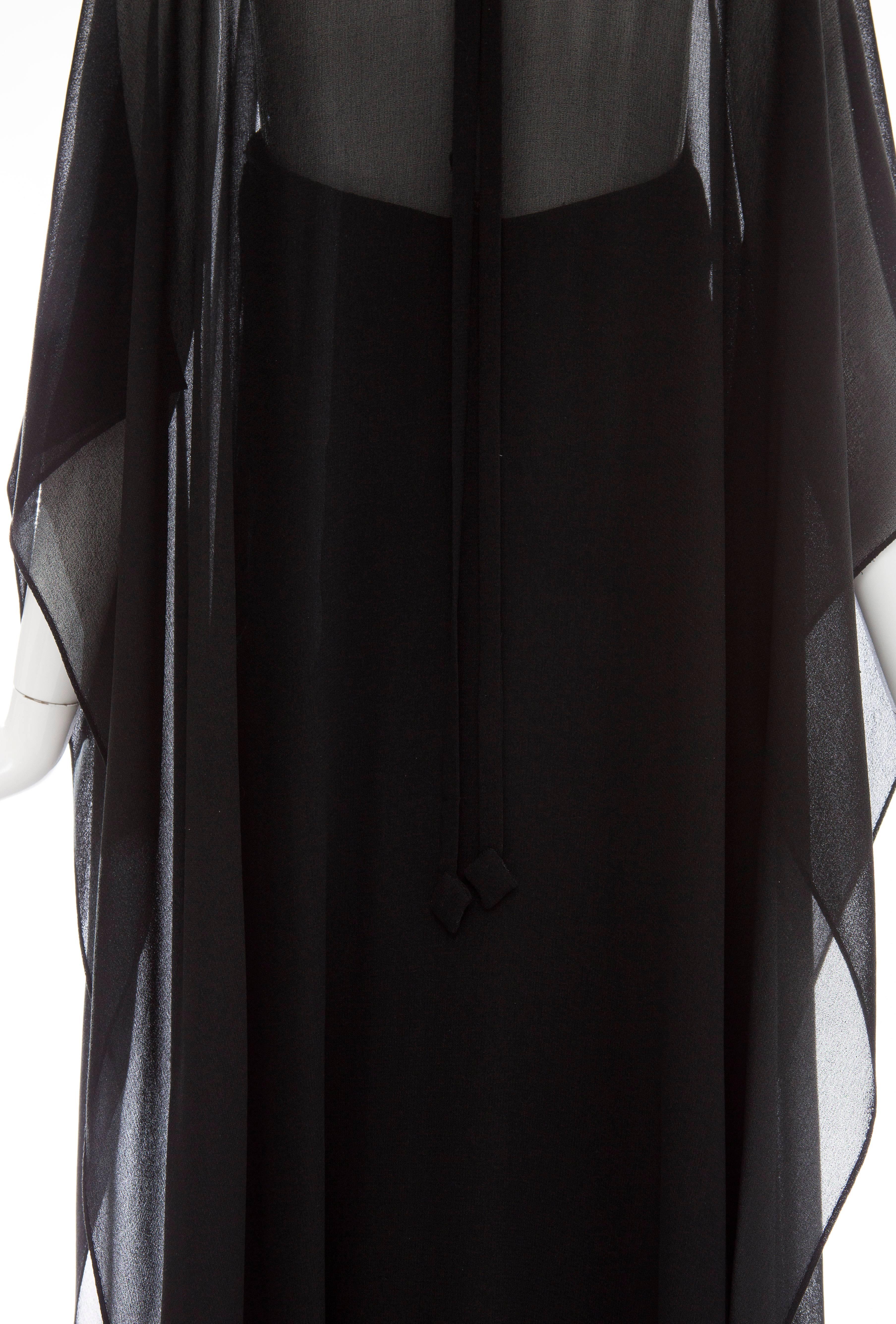 Bill Blass Black Nun's Cloth Strapless Evening Dress, Circa 1970's For Sale 5