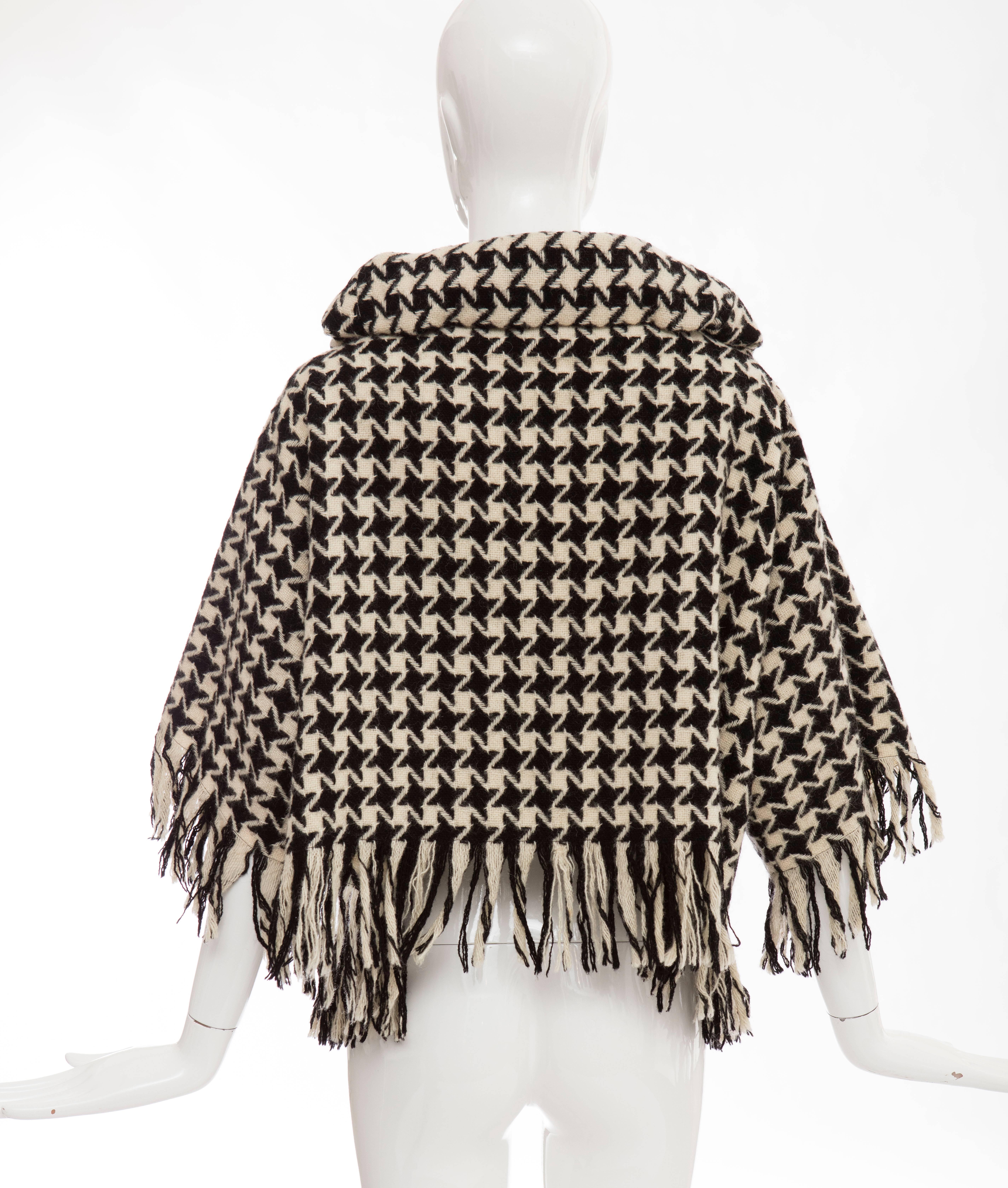 Yohji Yamamoto Wool Houndstooth Fringe Trim Jacket, Autumn - Winter 2003 In Excellent Condition In Cincinnati, OH