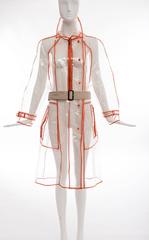 Prada Transparent PVC Rain Coat Contrasting Orange Trim, Fall 2002