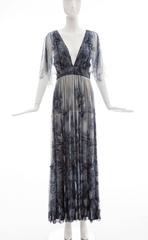 Vicky Tiel Giorgio Beverly Hills Floral Silk Chiffon Evening Dress, Circa 1980's