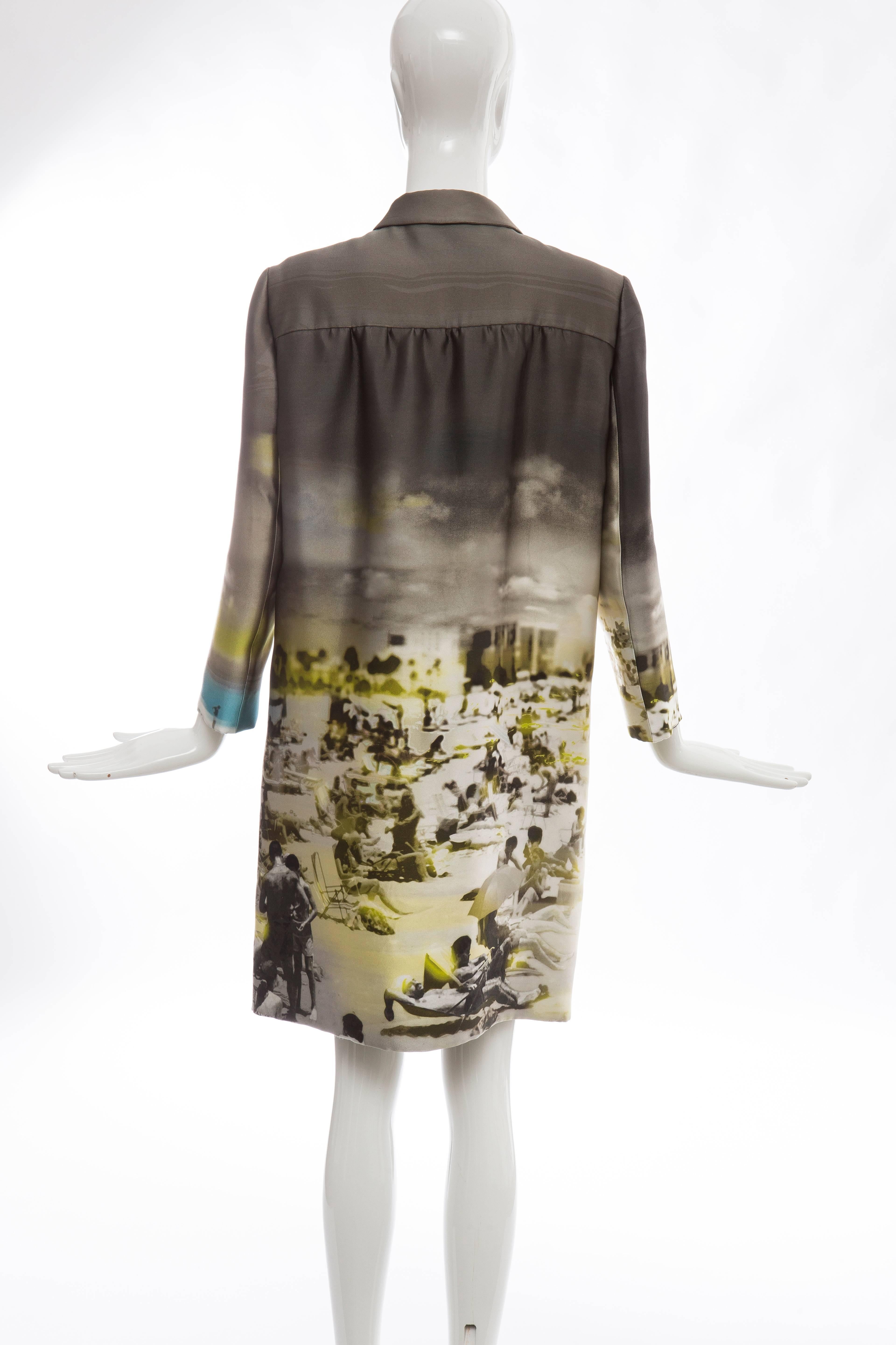 Gray Prada Silk Printed Snap Front Coat, Spring - Summer 2010