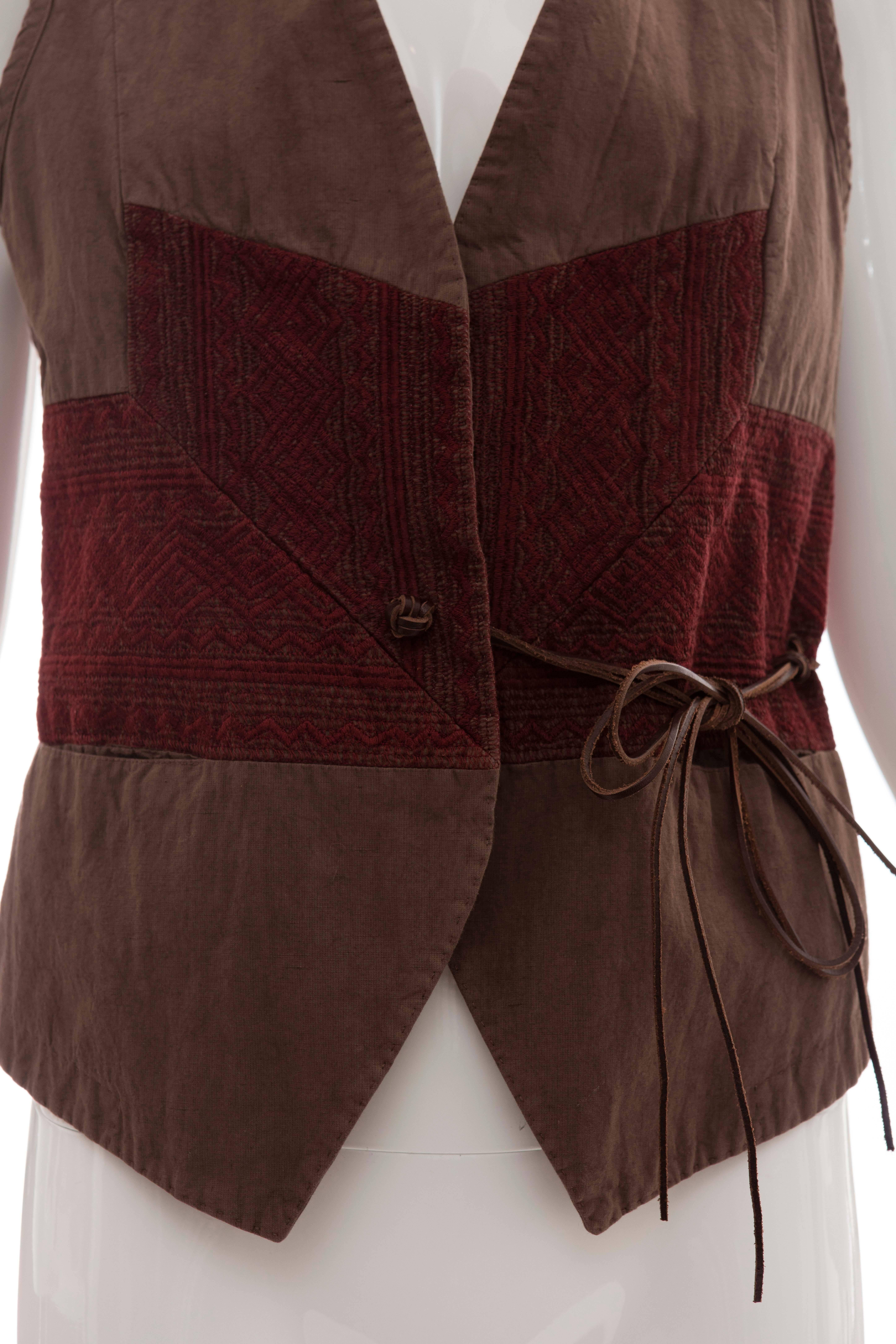 Dries Van Noten Cotton Linen Embroidered Vest, Spring/Summer 2003 For Sale 1