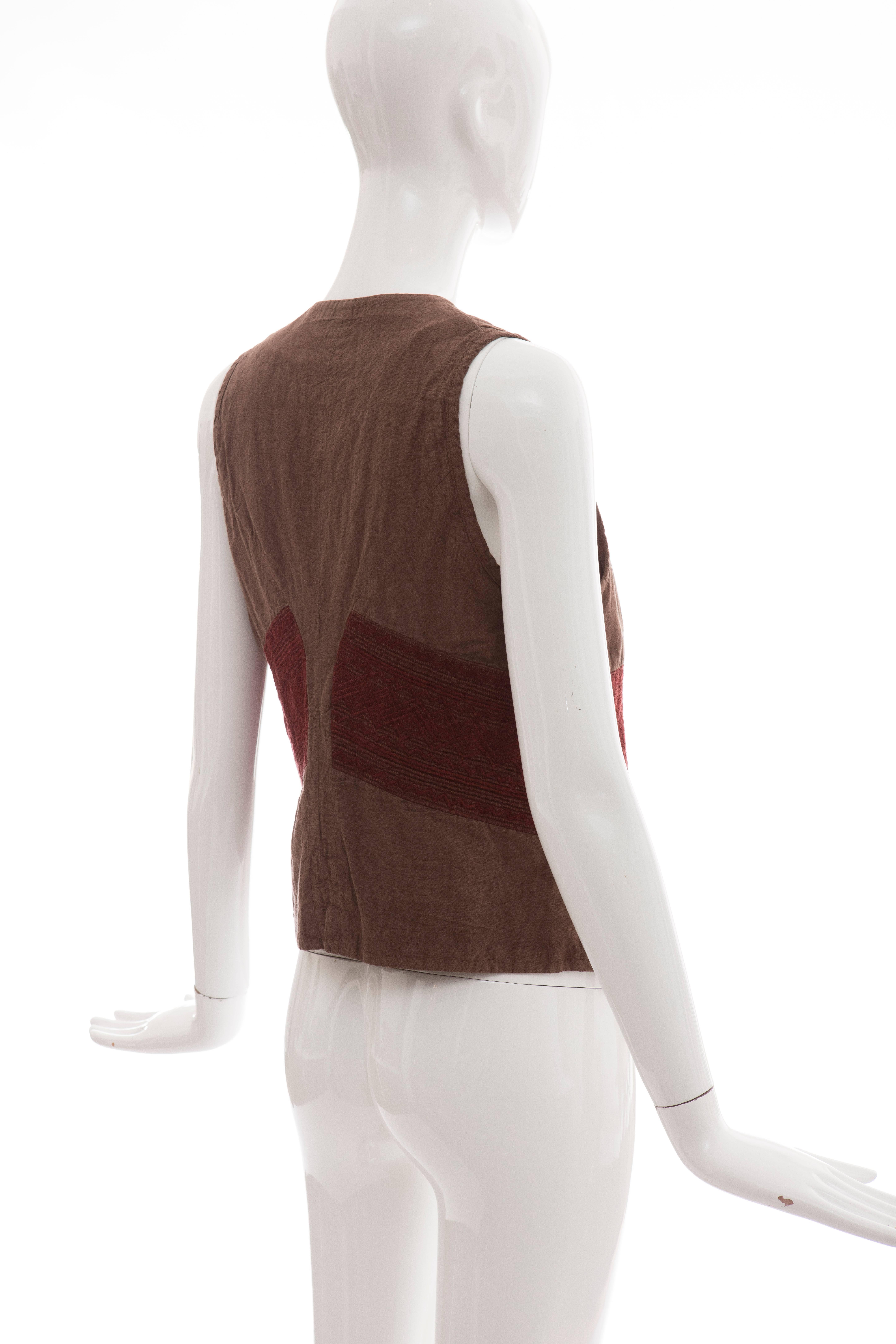 Dries Van Noten Cotton Linen Embroidered Vest, Spring/Summer 2003 For Sale 2